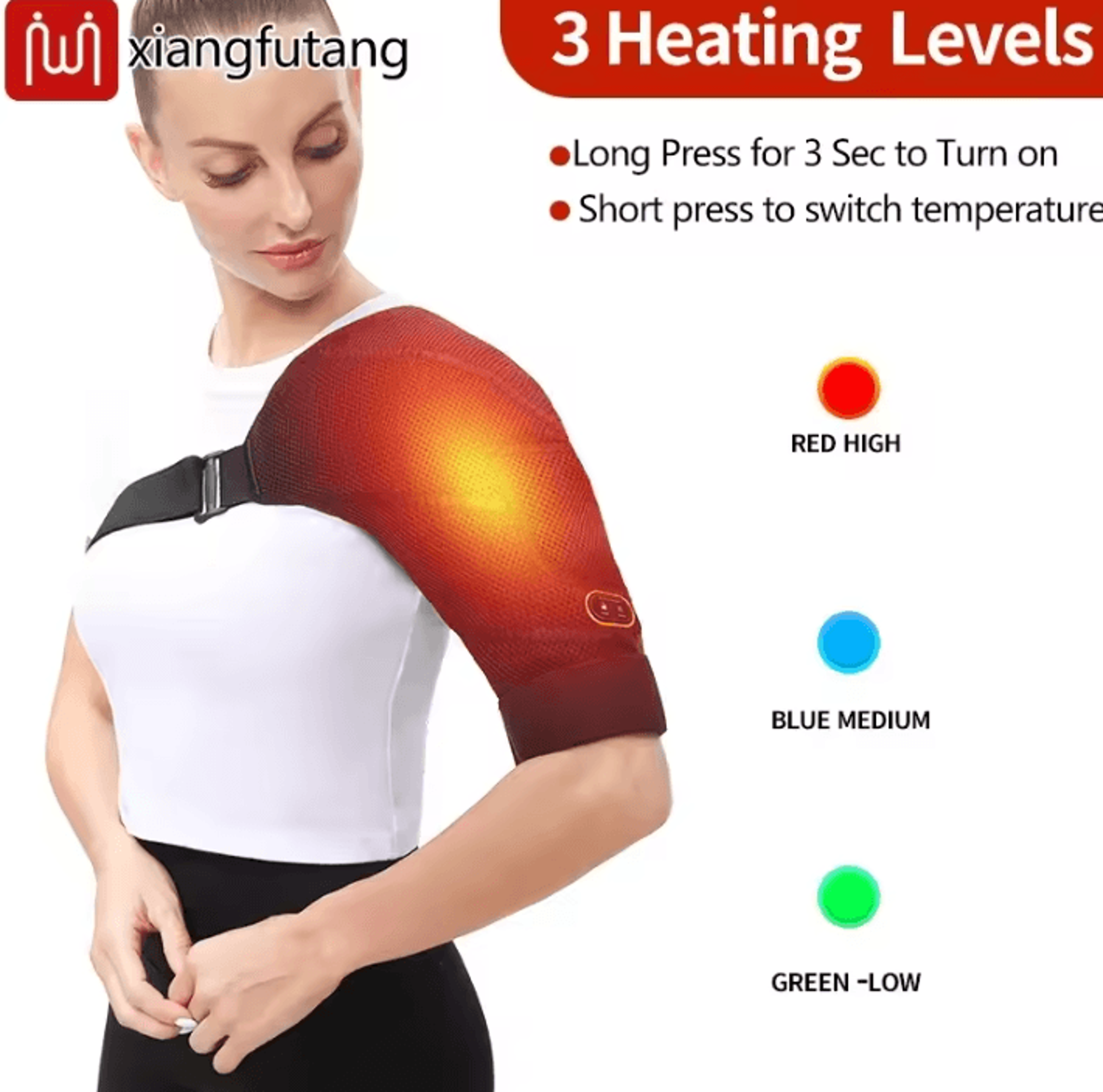 Electric Heated Shoulder Brace With Vibration Massage For Left  Right Shoulder Relief 3