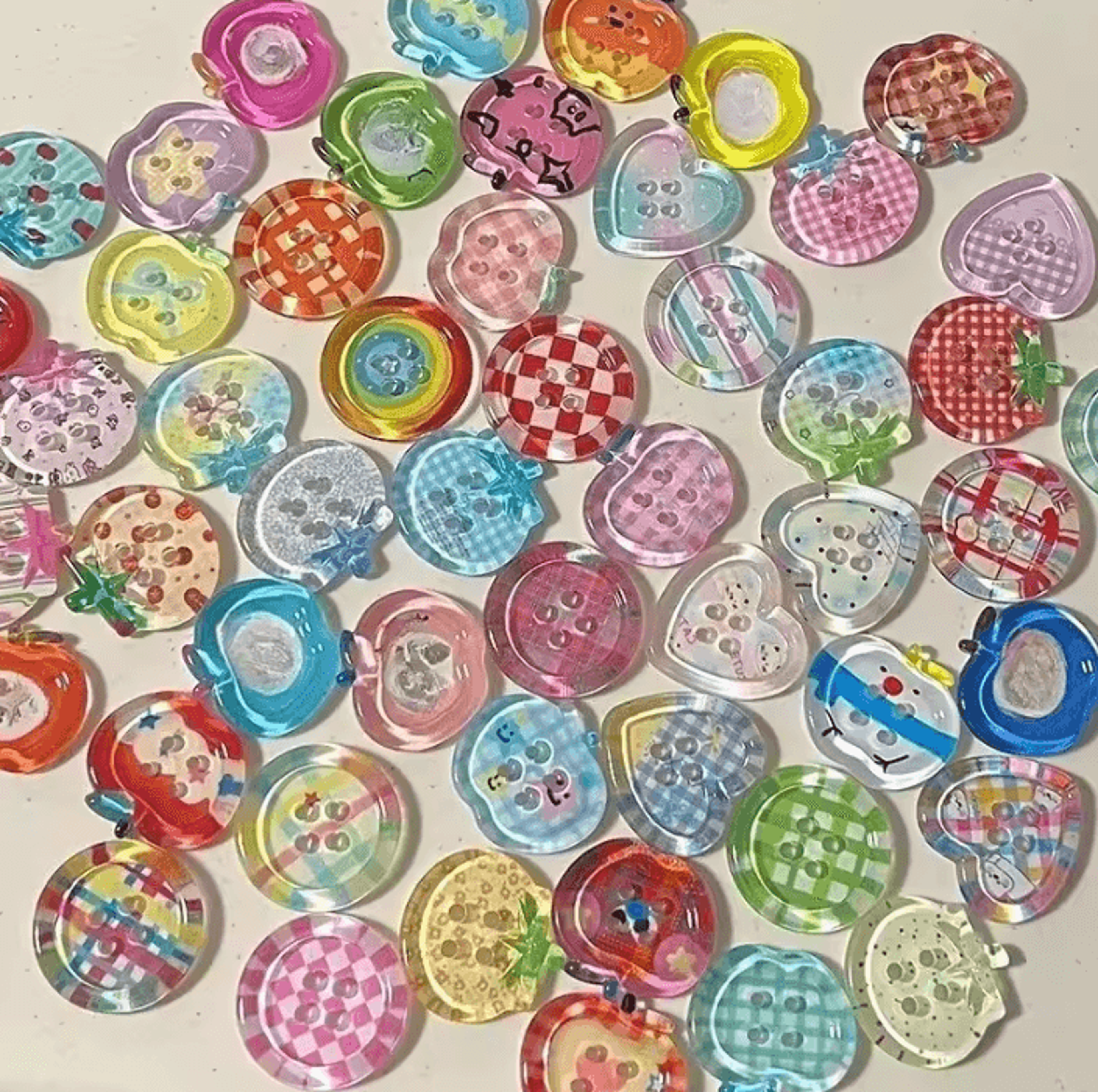 Dopamine Color Transparent Decorative Buttons For DIY Crafts  Sewing 0