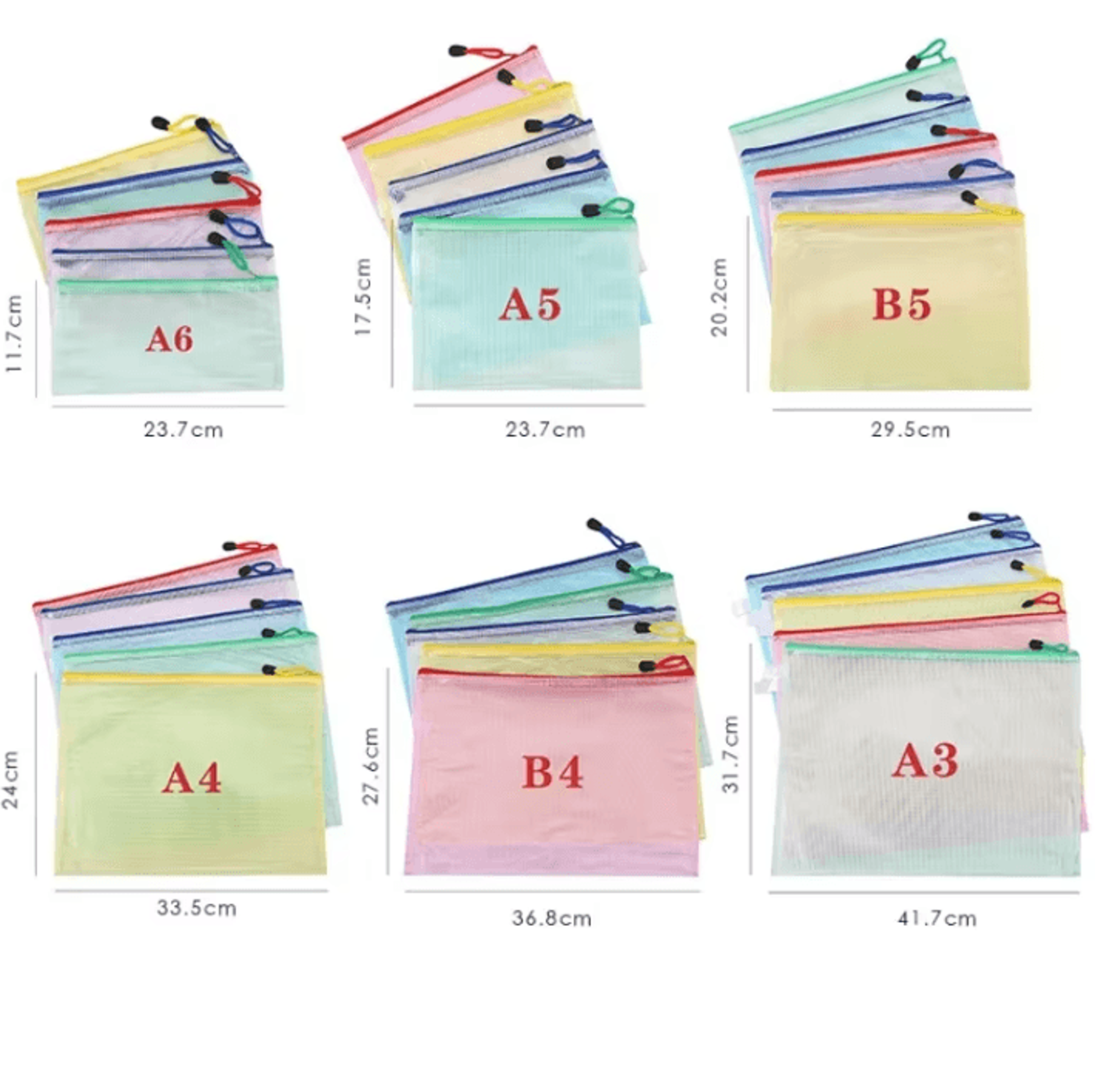 5Piece Mesh Zipper File Folder Set For A4 A5  A6 Documents 1