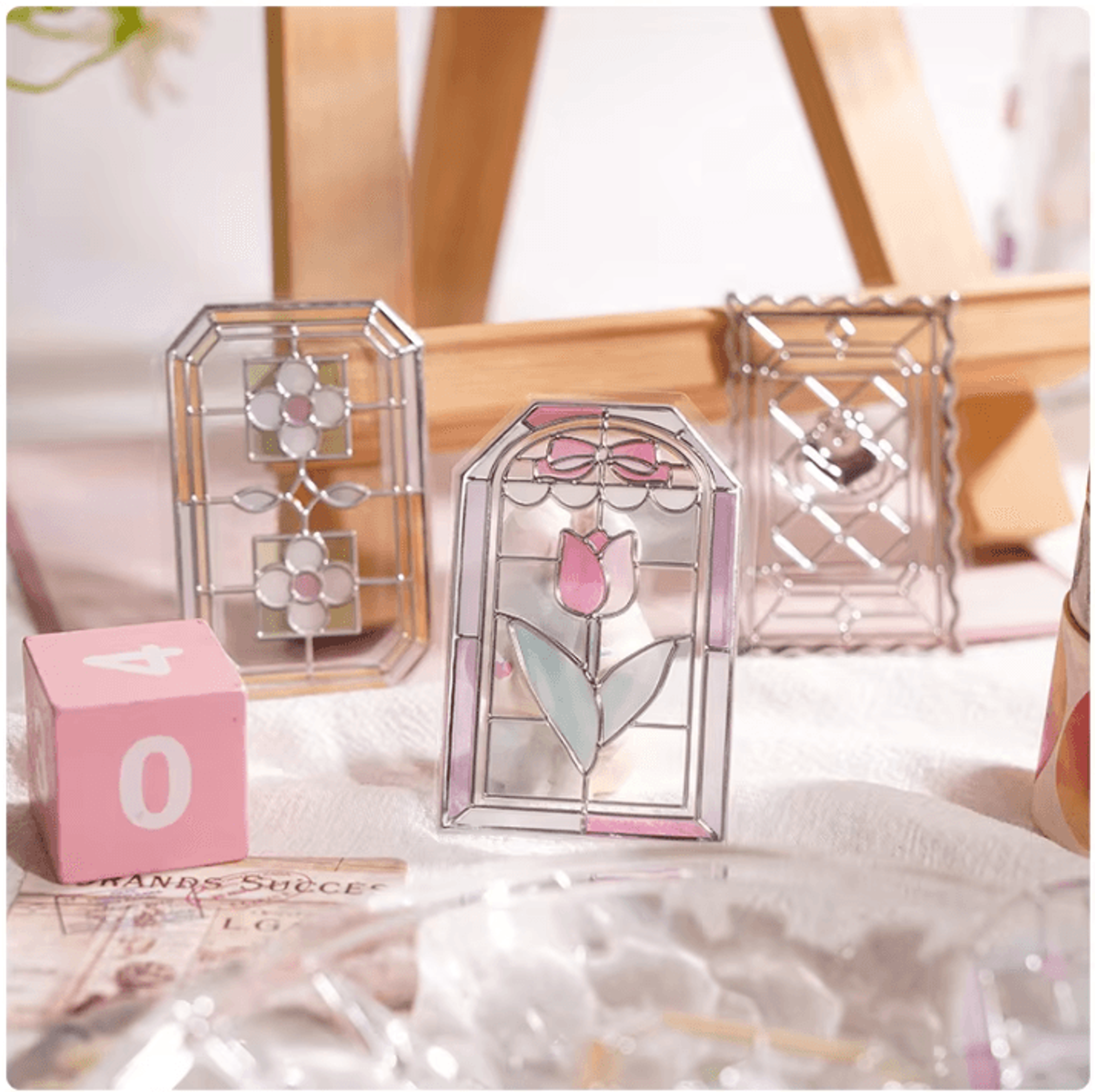 3D Kawaii Stained Glass Sticker Sheet  Japanese Aesthetic Scrapbook  Journal Stickers 4