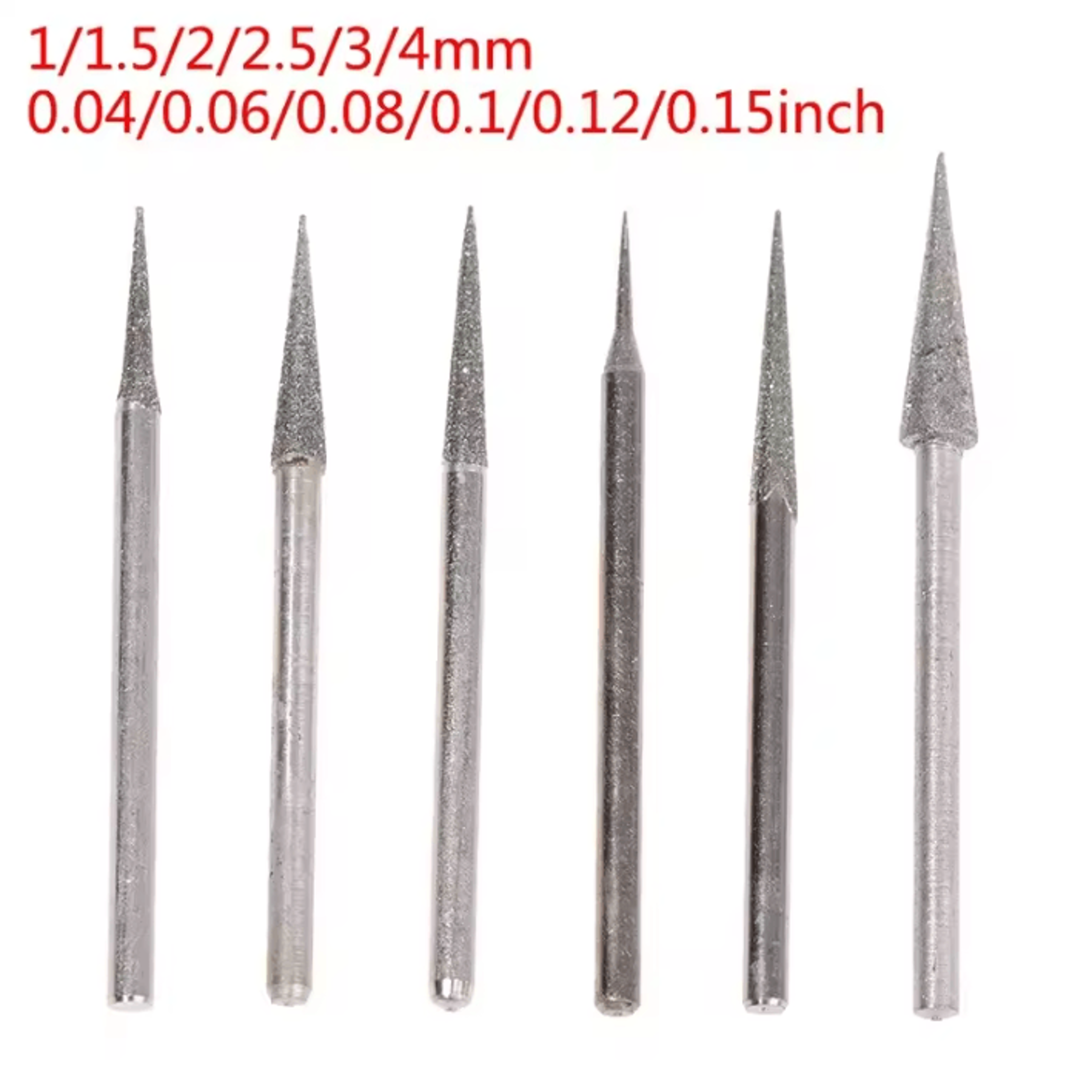 6Piece Diamond Grinding Burr Set  14mm Engraving Bits With 235mm Shank 5
