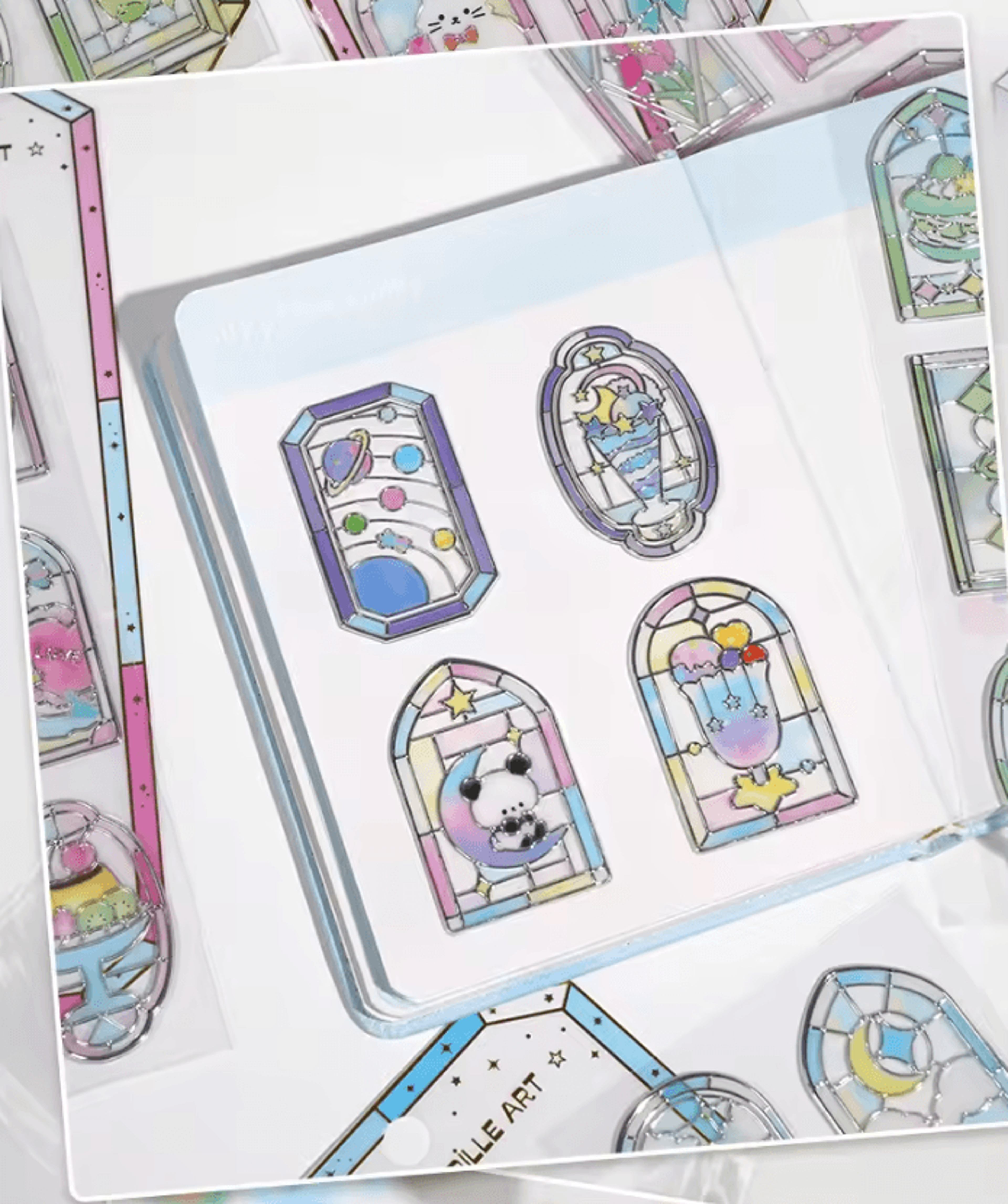 3D Japanese Kawaii Stained Glass Dessert Stickers  Cute Scrapbooking Sticker Sheet 4