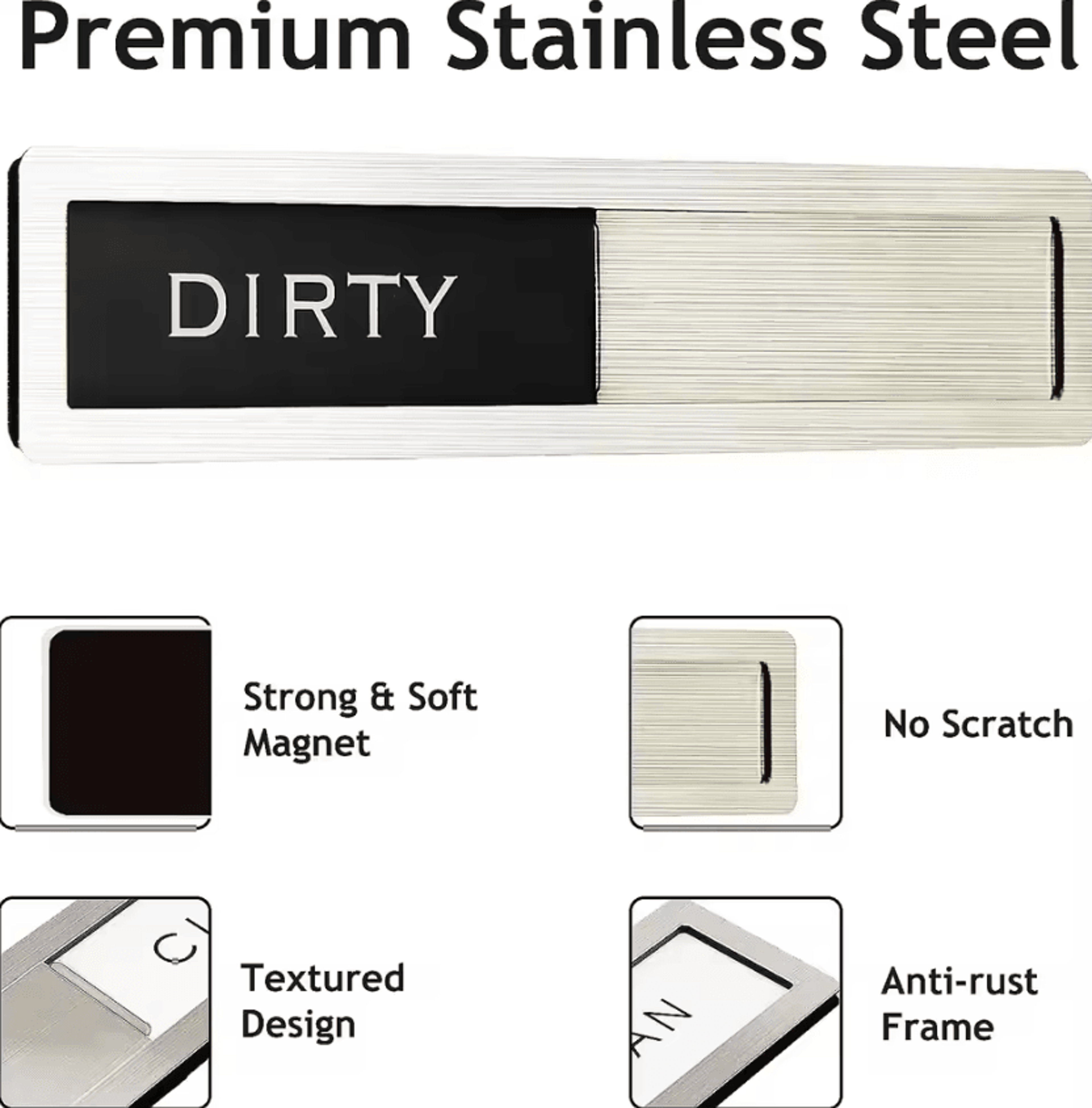 Dishwasher Clean Dirty Magnet  Stainless Steel Sliding Kitchen Status Indicator 4