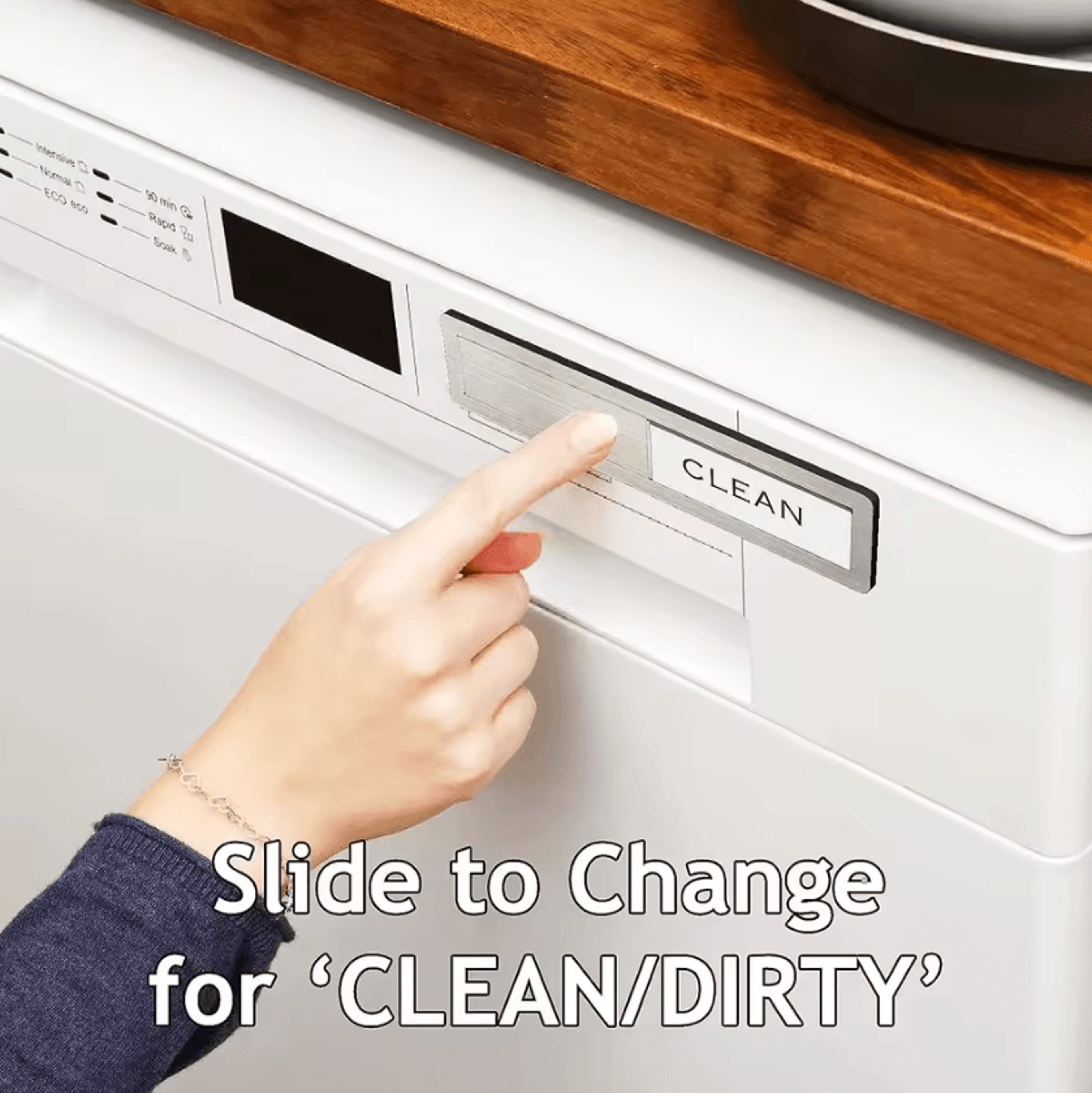 Dishwasher Clean Dirty Magnet  Stainless Steel Sliding Kitchen Status Indicator 6