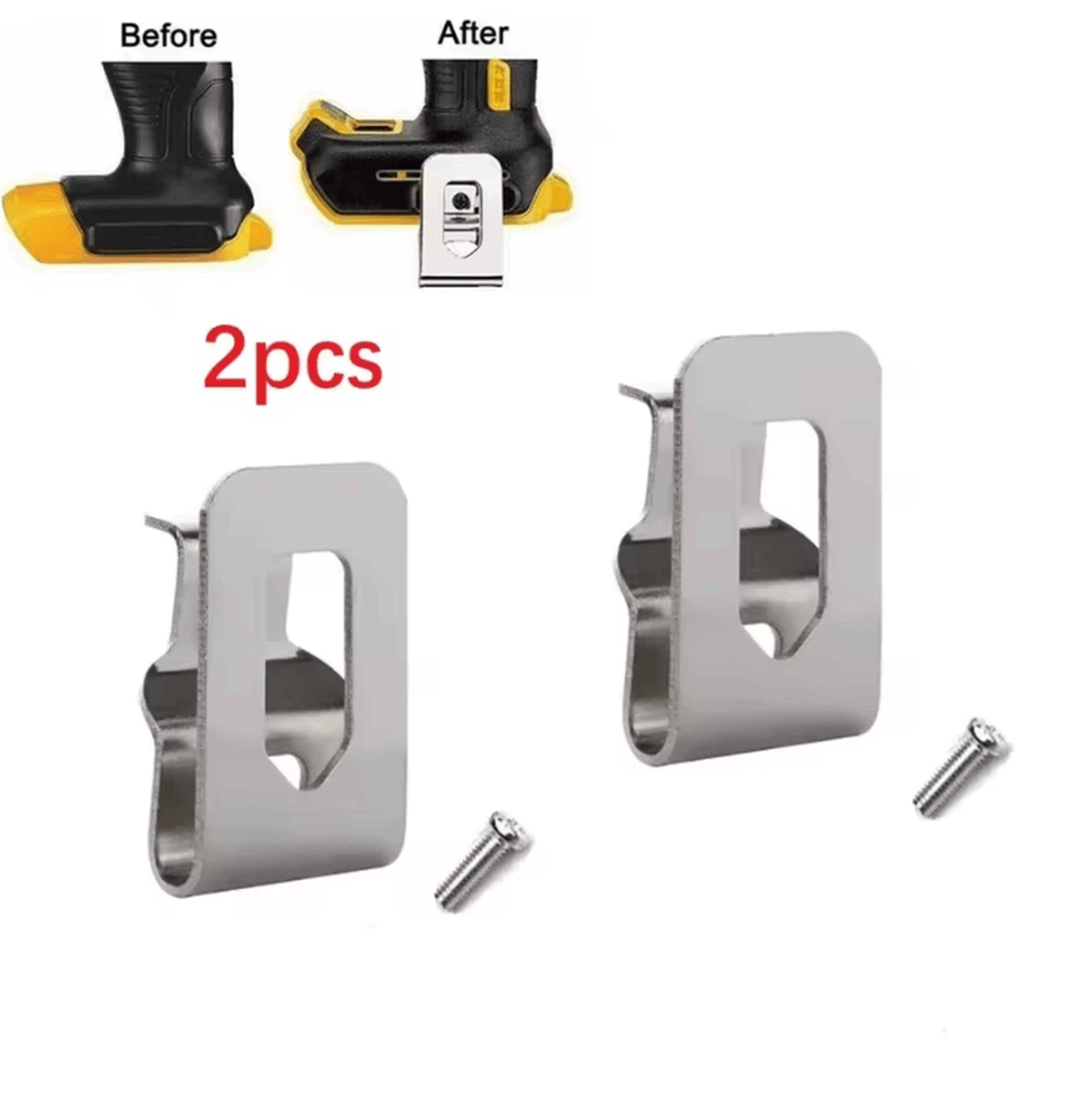 2-pack drill belt clip hooks – heavy-duty replacement belt clips for dewalt 18v & 20v tools