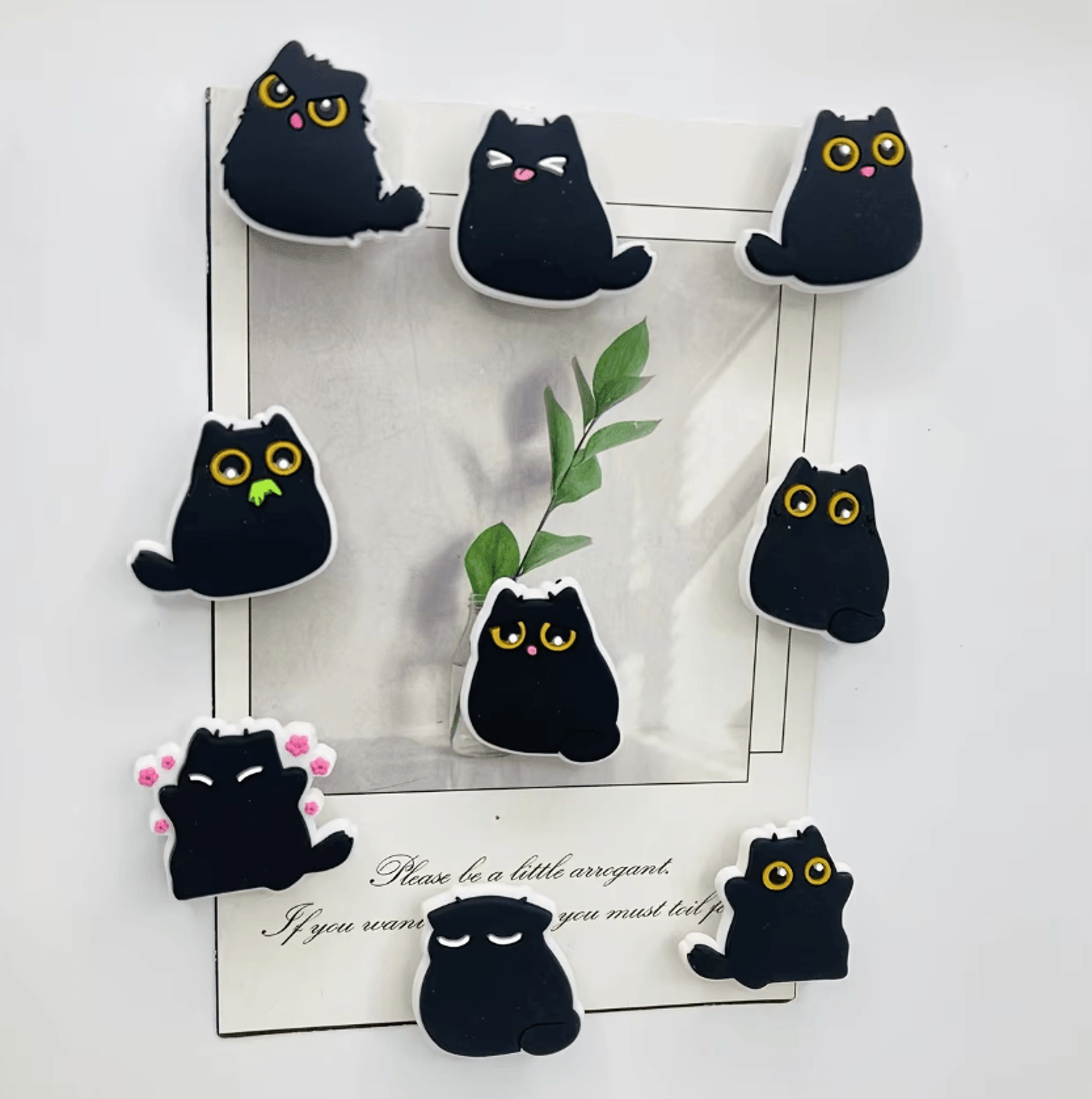 Cute Black Cat Fridge Magnets Set Of 6 Decorative Resin Refrigerator Magnets 2