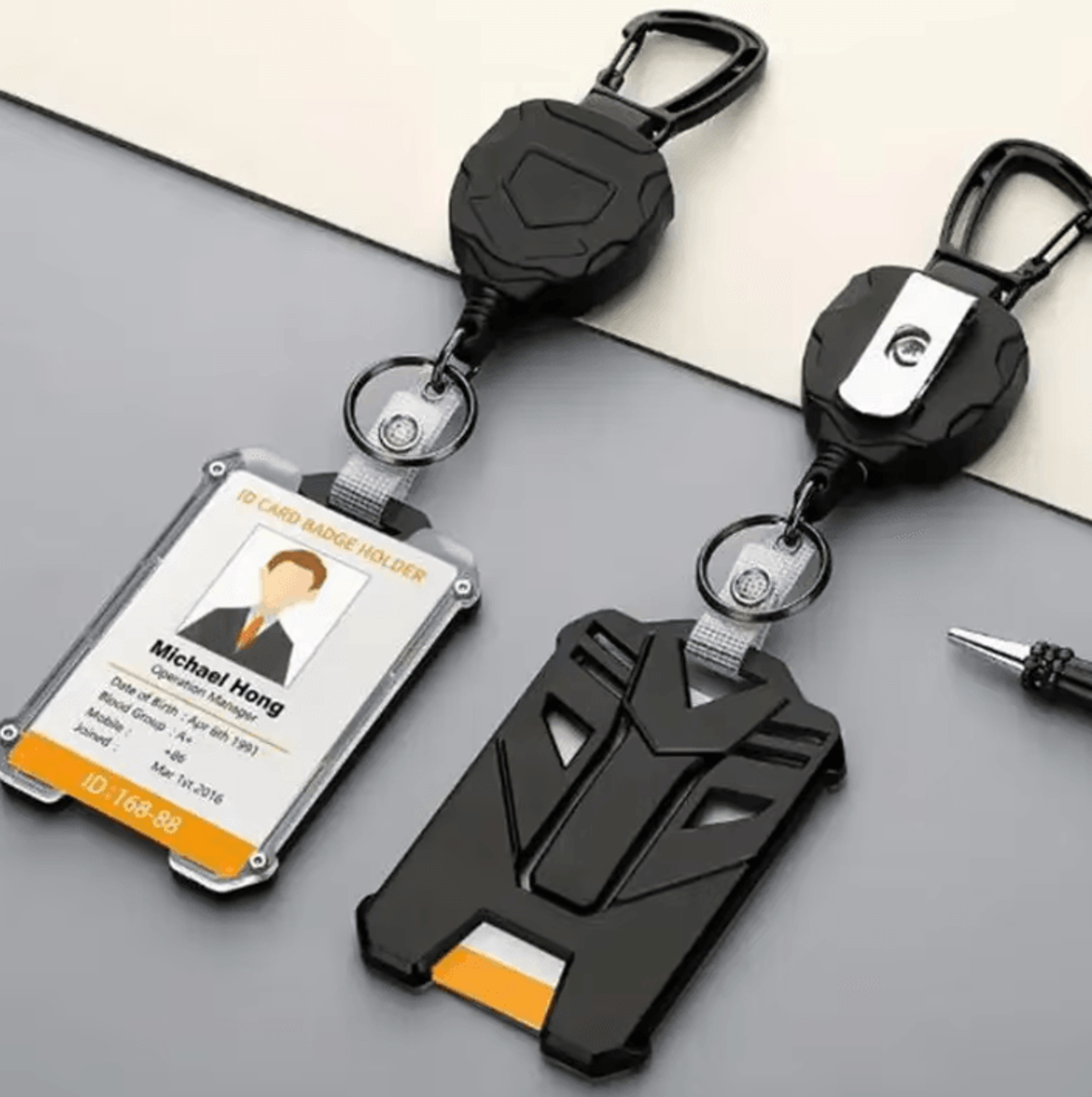 Heavy Duty Retractable Badge Holder With ID Card Cover  Reel Clip 1