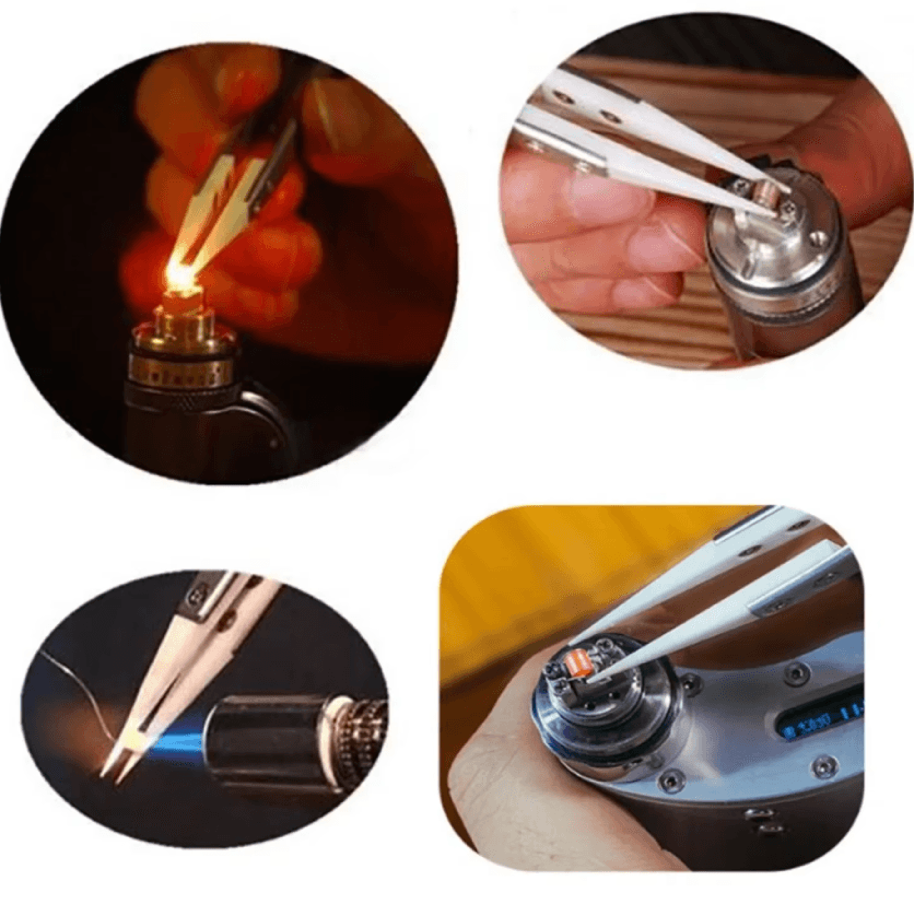Ceramic Tip Precision Soldering Tweezers Heat Resistant Stainless Steel 2