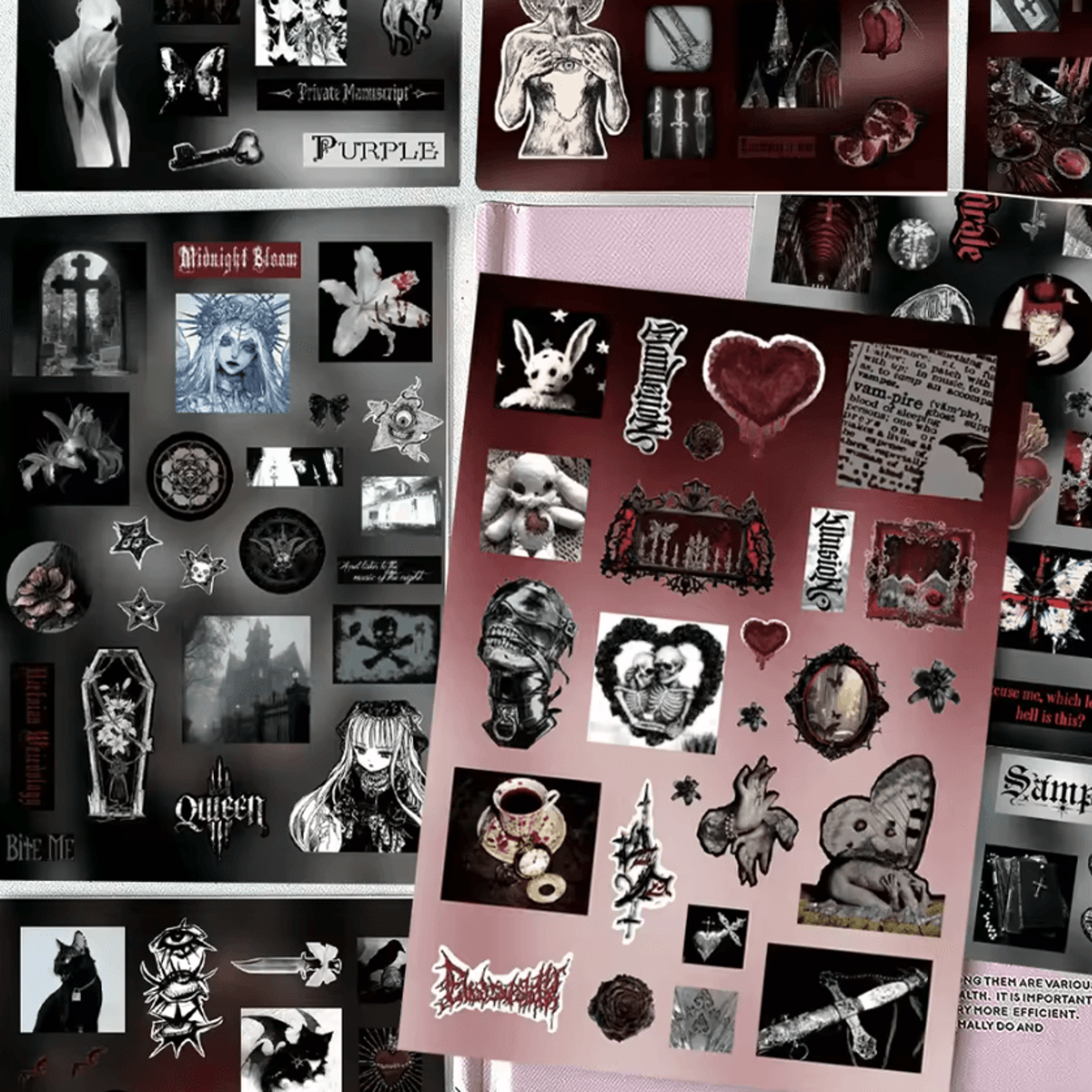 Dark Gothic Raven Feather DieCut Sticker Pack For Scrapbooking  Junk Journals 1