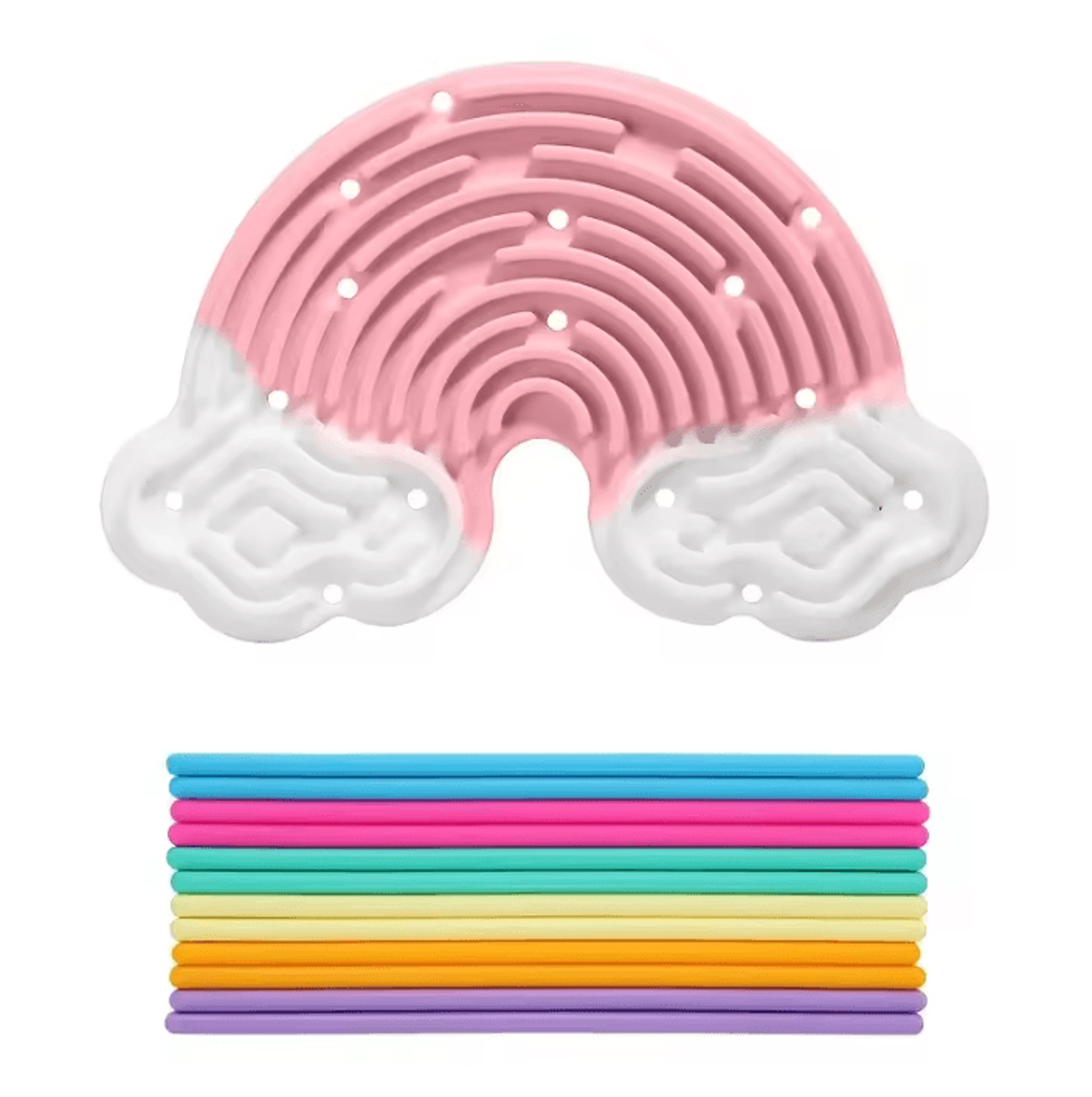 DoubleSided Rainbow Cloud Silicone Sensory Busy Board 2