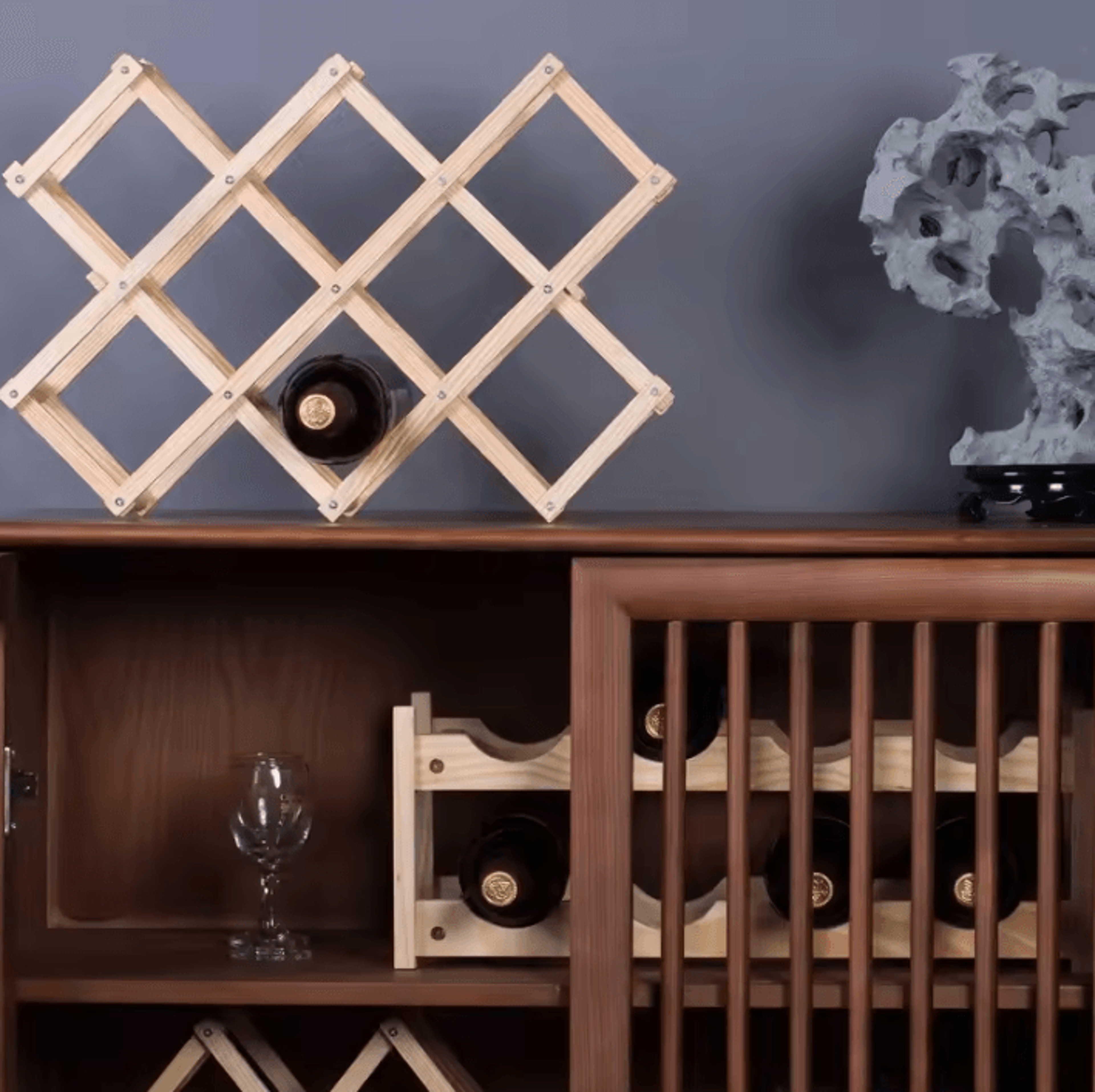 Rustic Wooden Wine Rack Countertop Wine Bottle Storage Display Stand 1