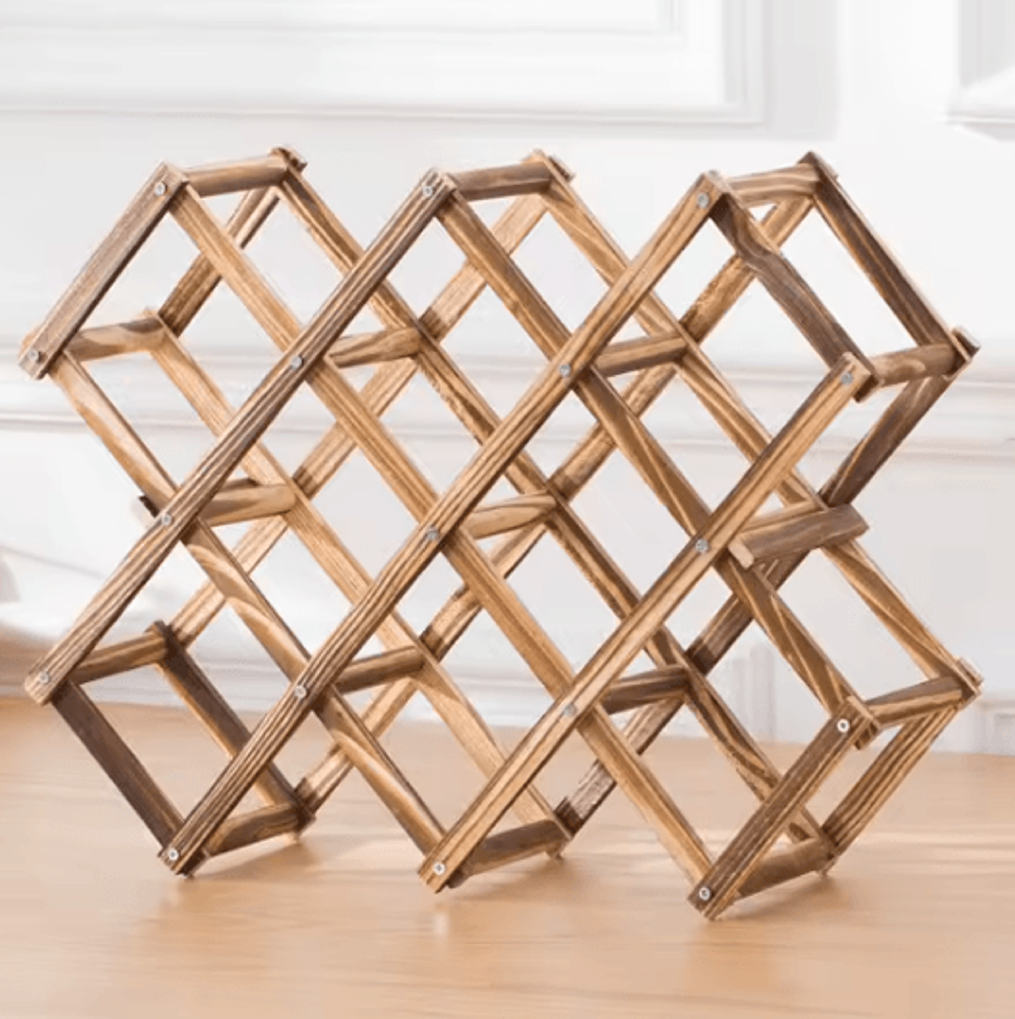 Rustic Wooden Wine Rack Countertop Wine Bottle Storage Display Stand 4