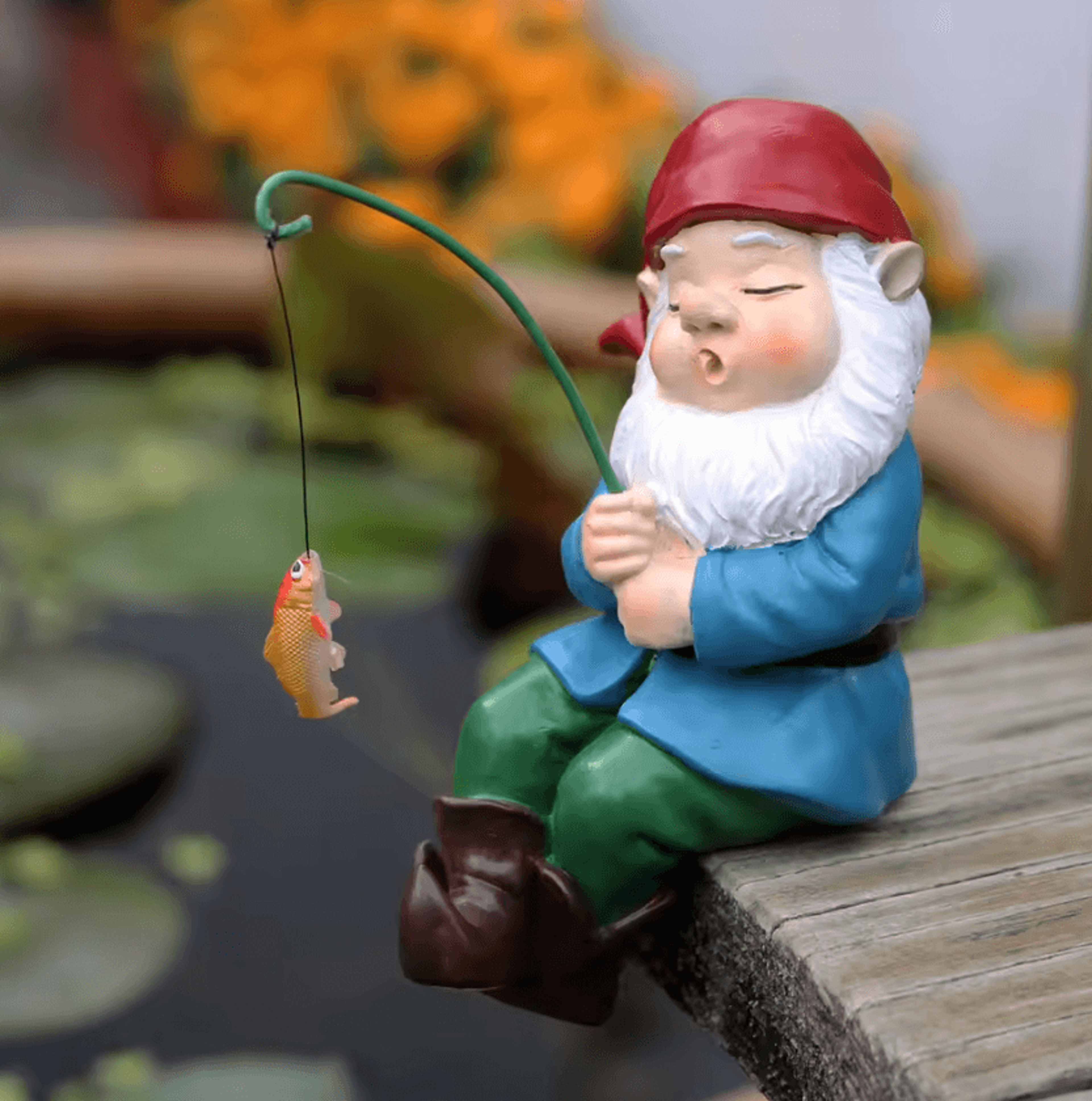 creative fishing gnome resin garden statue outdoor decorative ornament