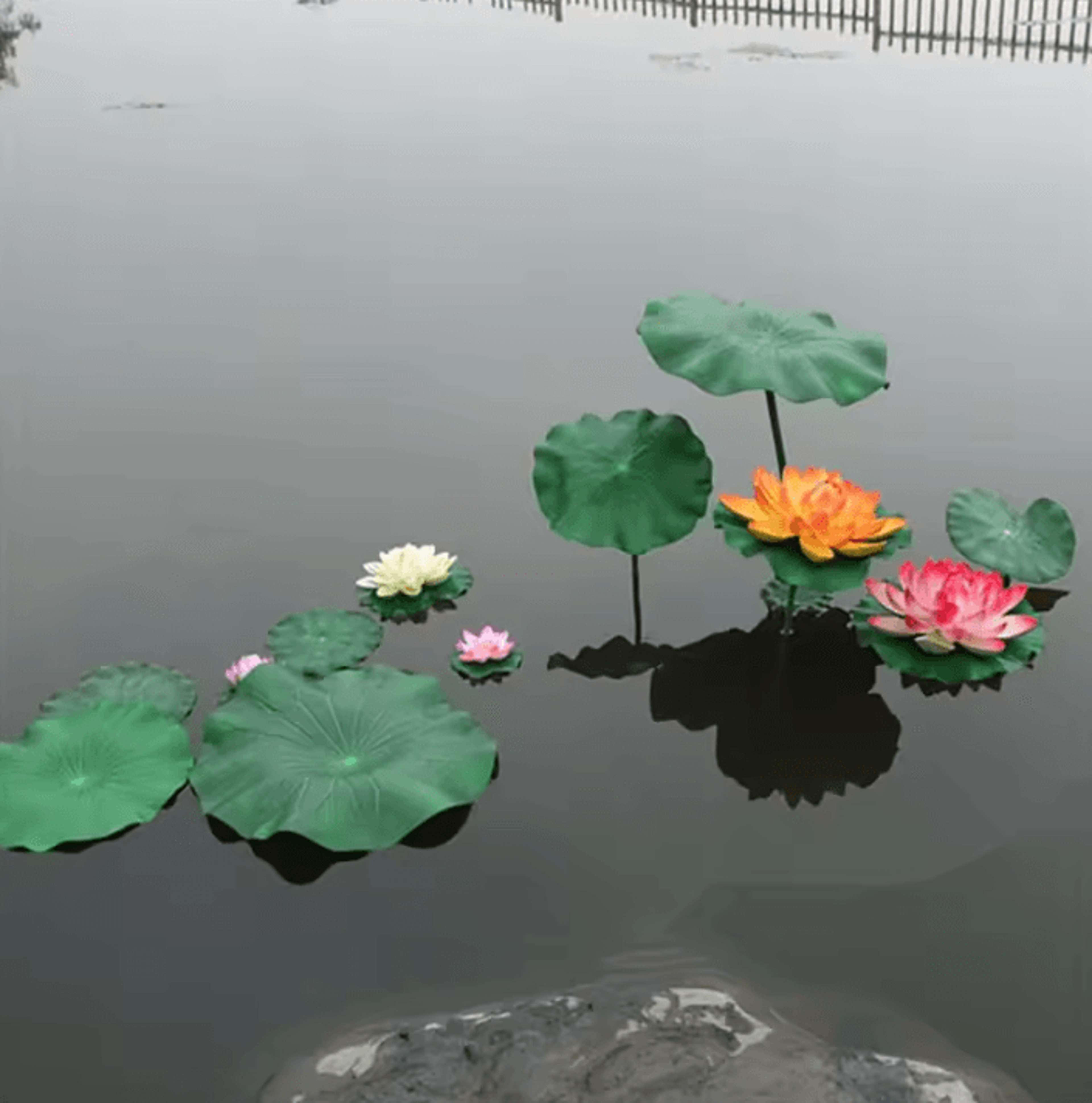 5PCS Artificial Floating Lotus Leaves  Artificial Lotus Leaves For Garden Pond Aquarium  Water Feat 2