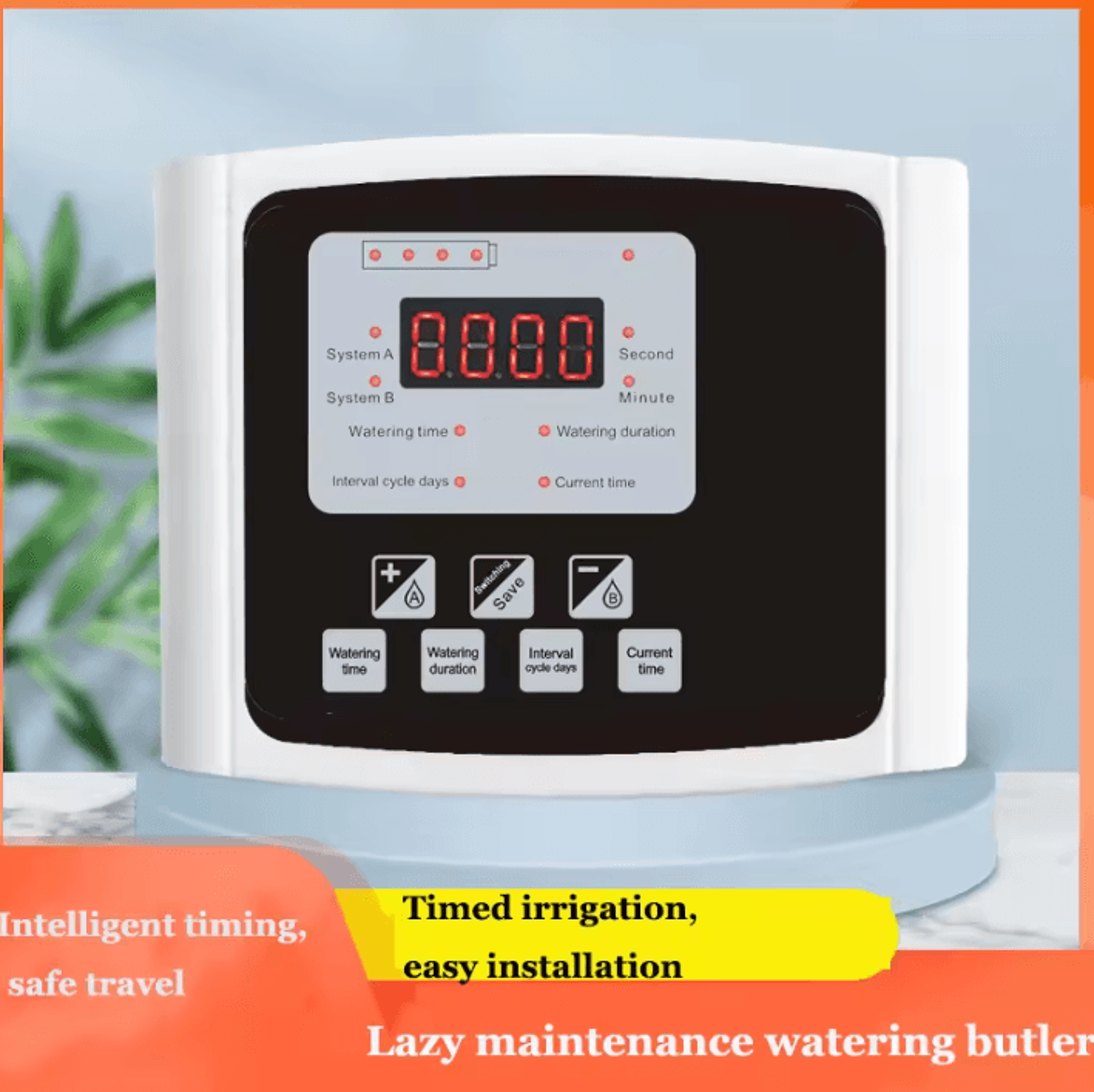 Solar Smart Automatic Watering System  Double Pump Drip Irrigation Timer With Adjustable Valves For 0