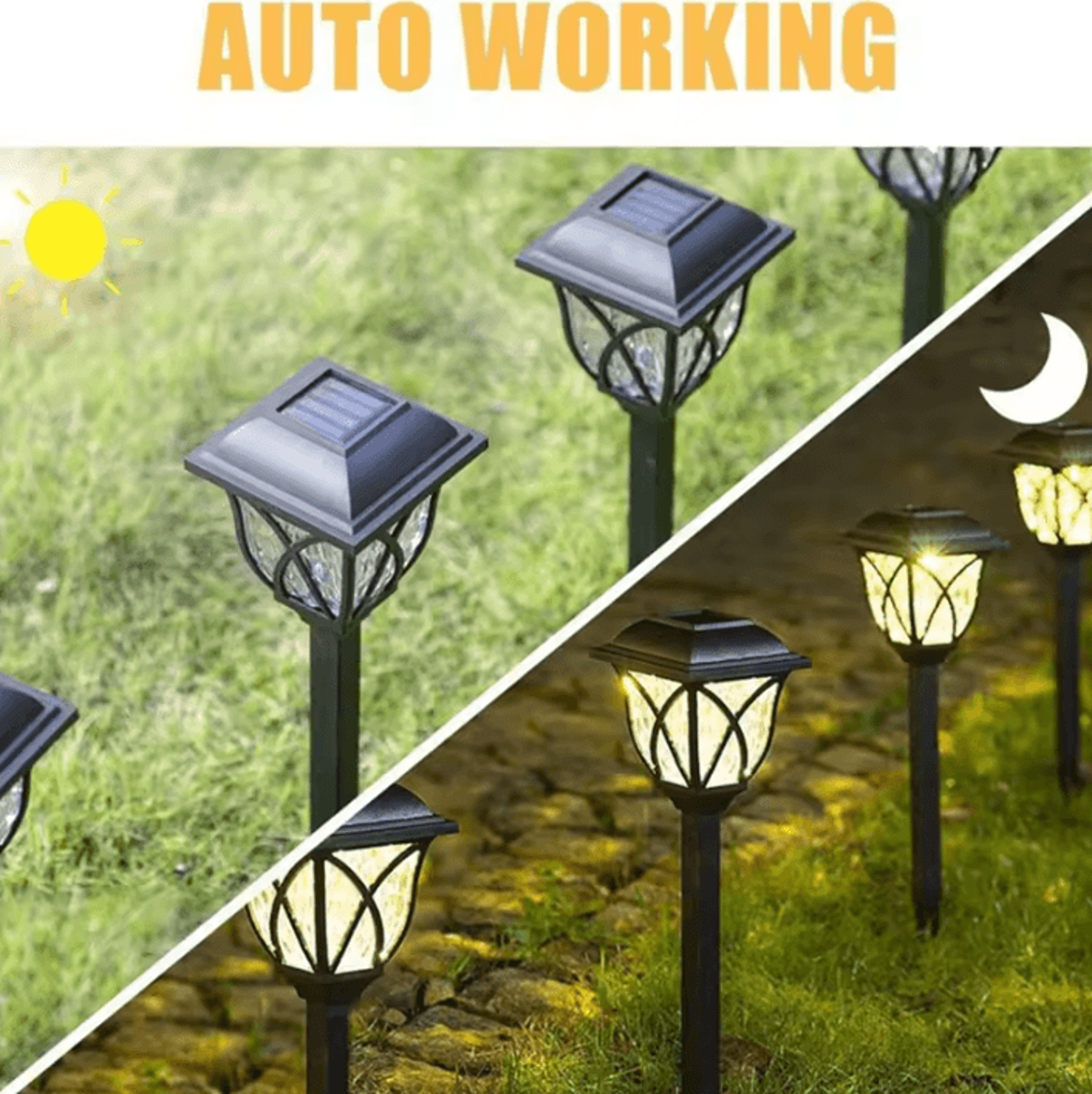 2PCS Solar Retro Lawn Lights  Waterproof Warm LED Pathway Lights For Garden Walkway  Landscape 3