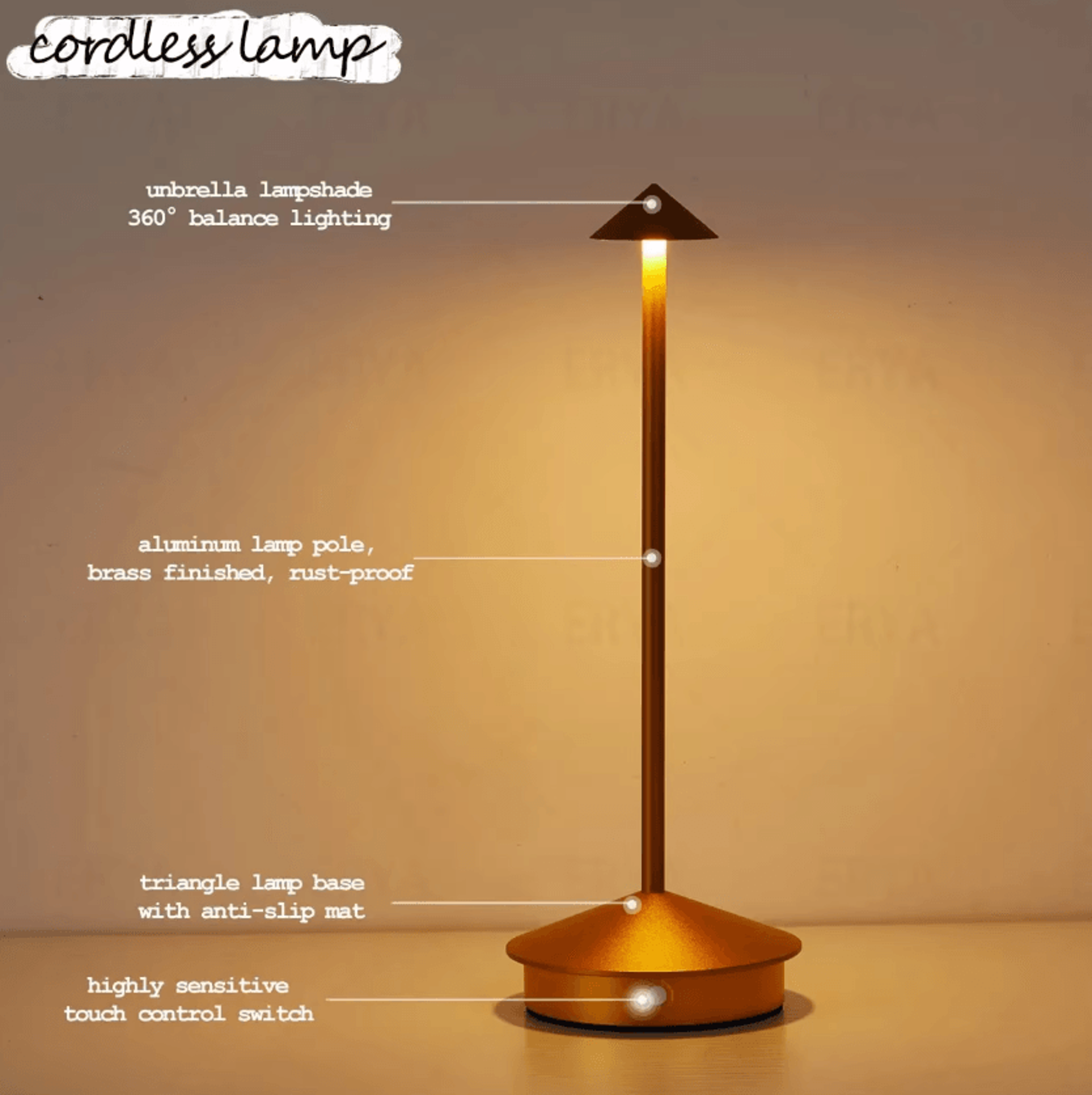 Rechargeable LED Table Lamp With Touch Control For Dining Bedroom  Home Decor 4
