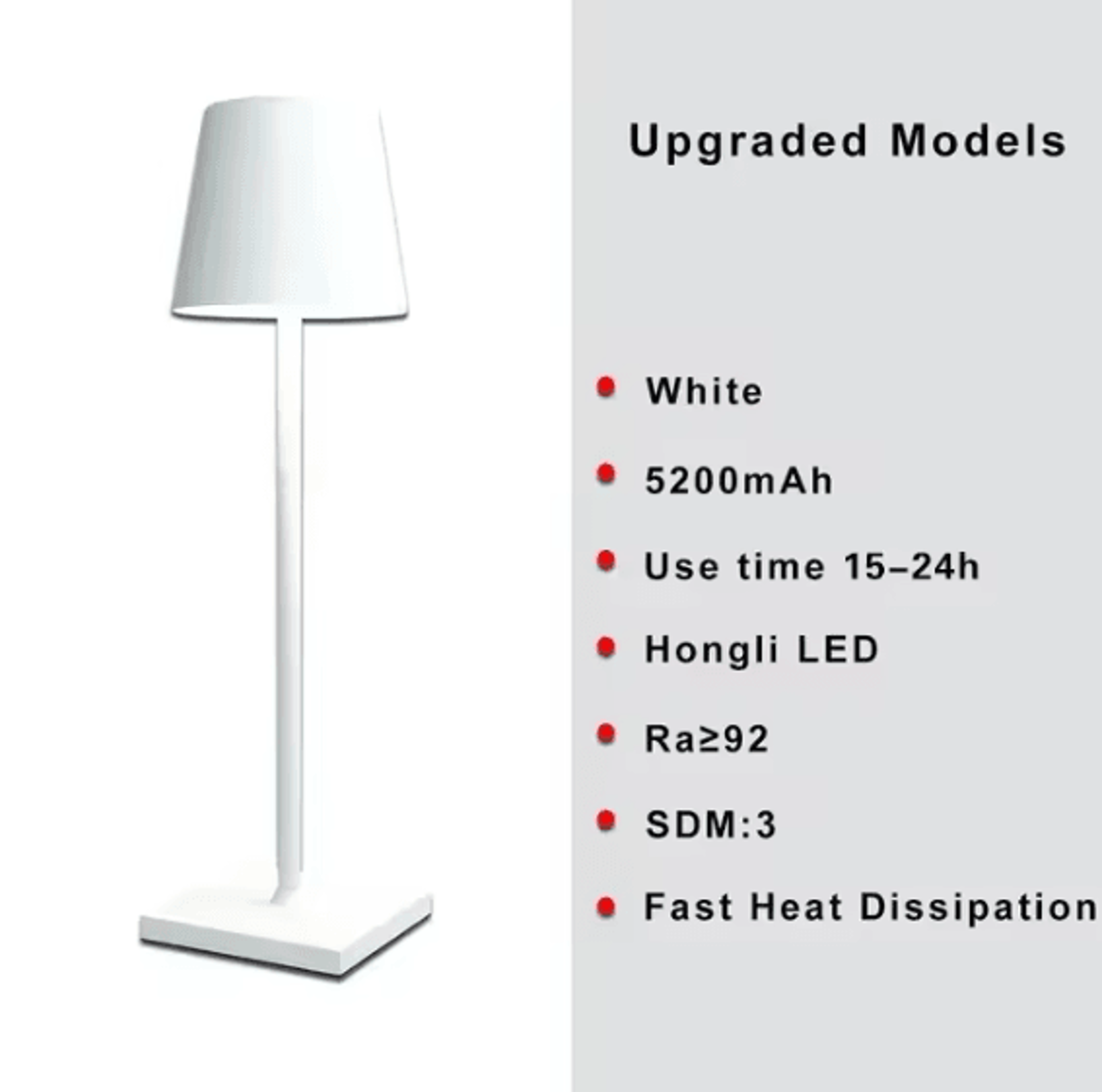Cordless Rechargeable LED Table Lamp With Touch Control For Bedroom Restaurant  Hotel 7
