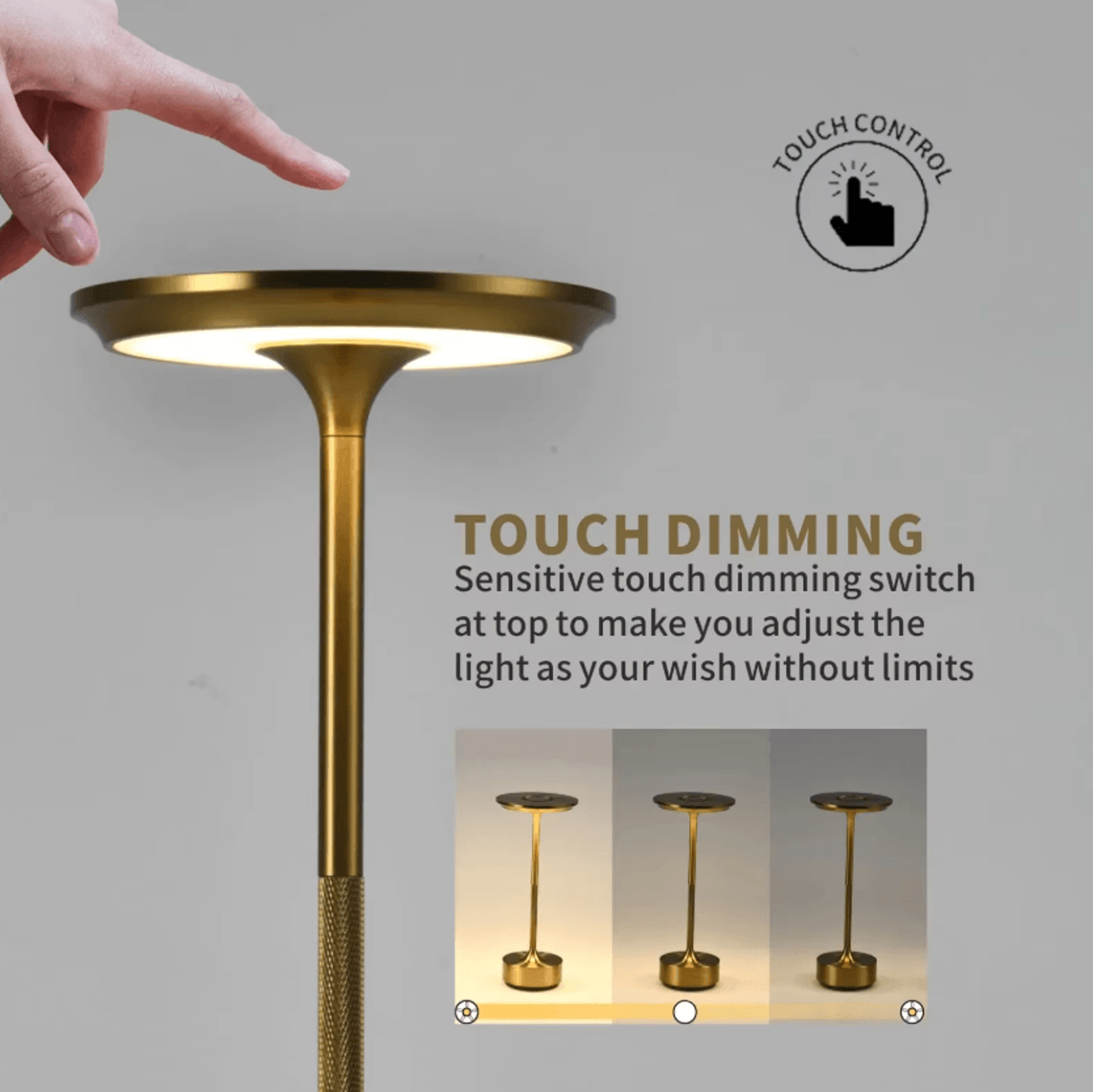Wireless Rechargeable Touch Table Lamp For Bedroom Desk  Home Decor 2