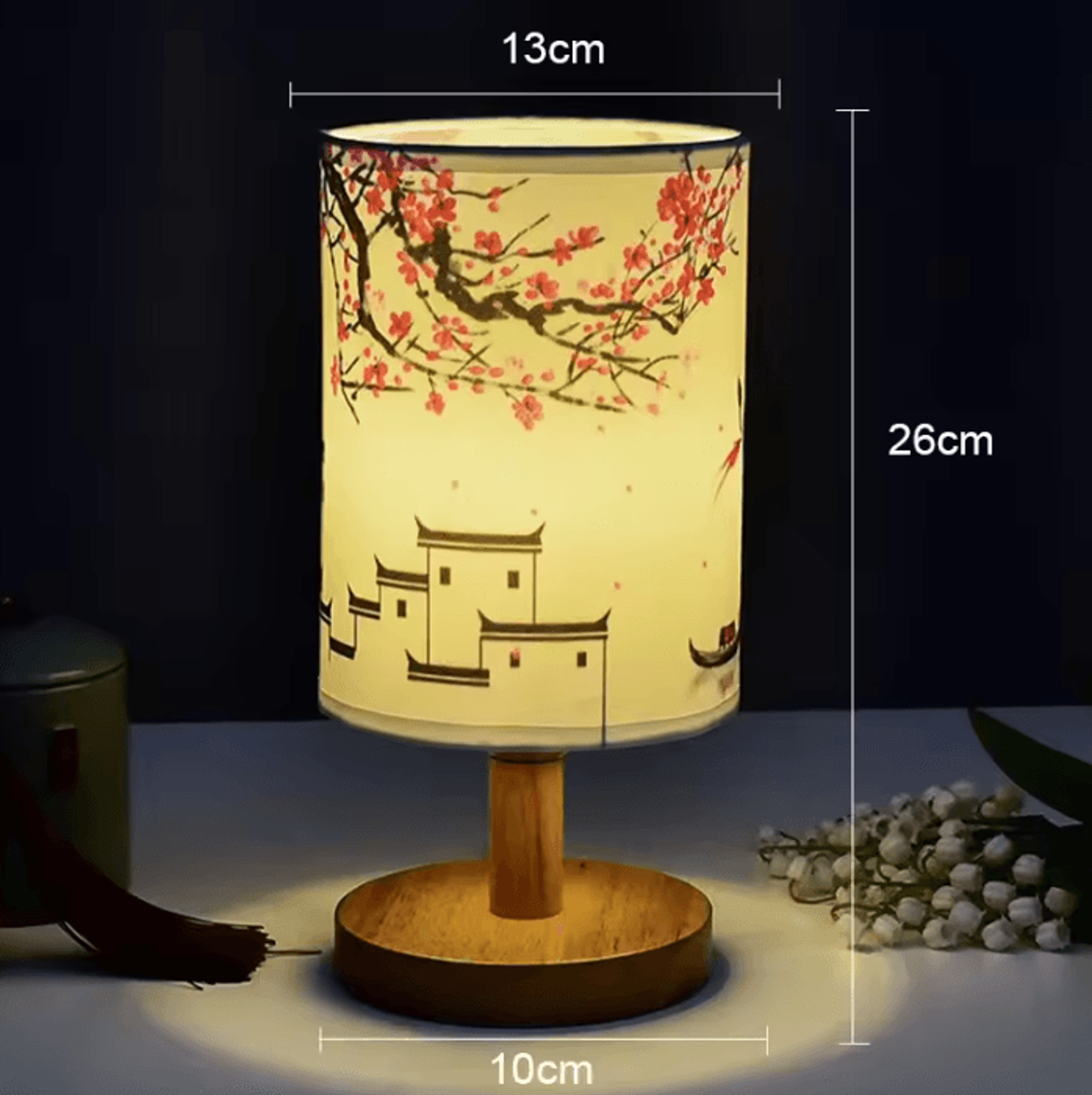 Chinese Style LED Square Table Lamp Dimmable Bedside Light For Bedroom  Living Room 6