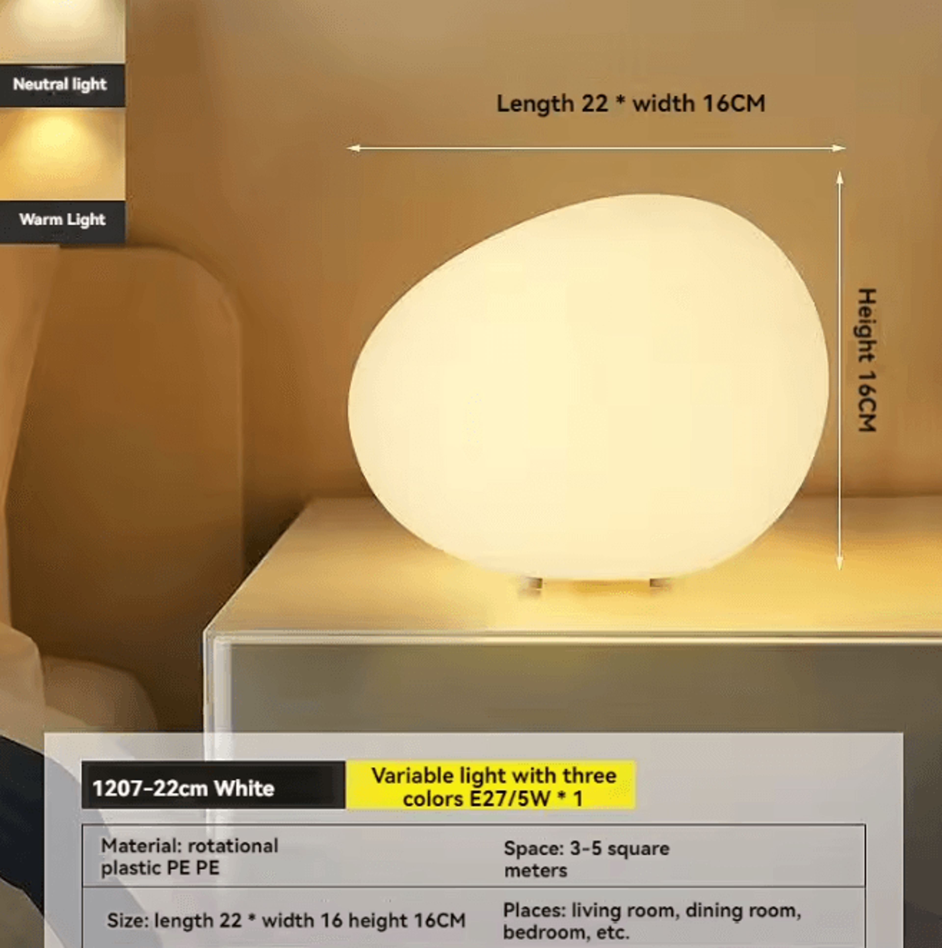 Cobblestone LED Table Lamp Modern Minimalist Night Light For Bedroom  Home Decor 5