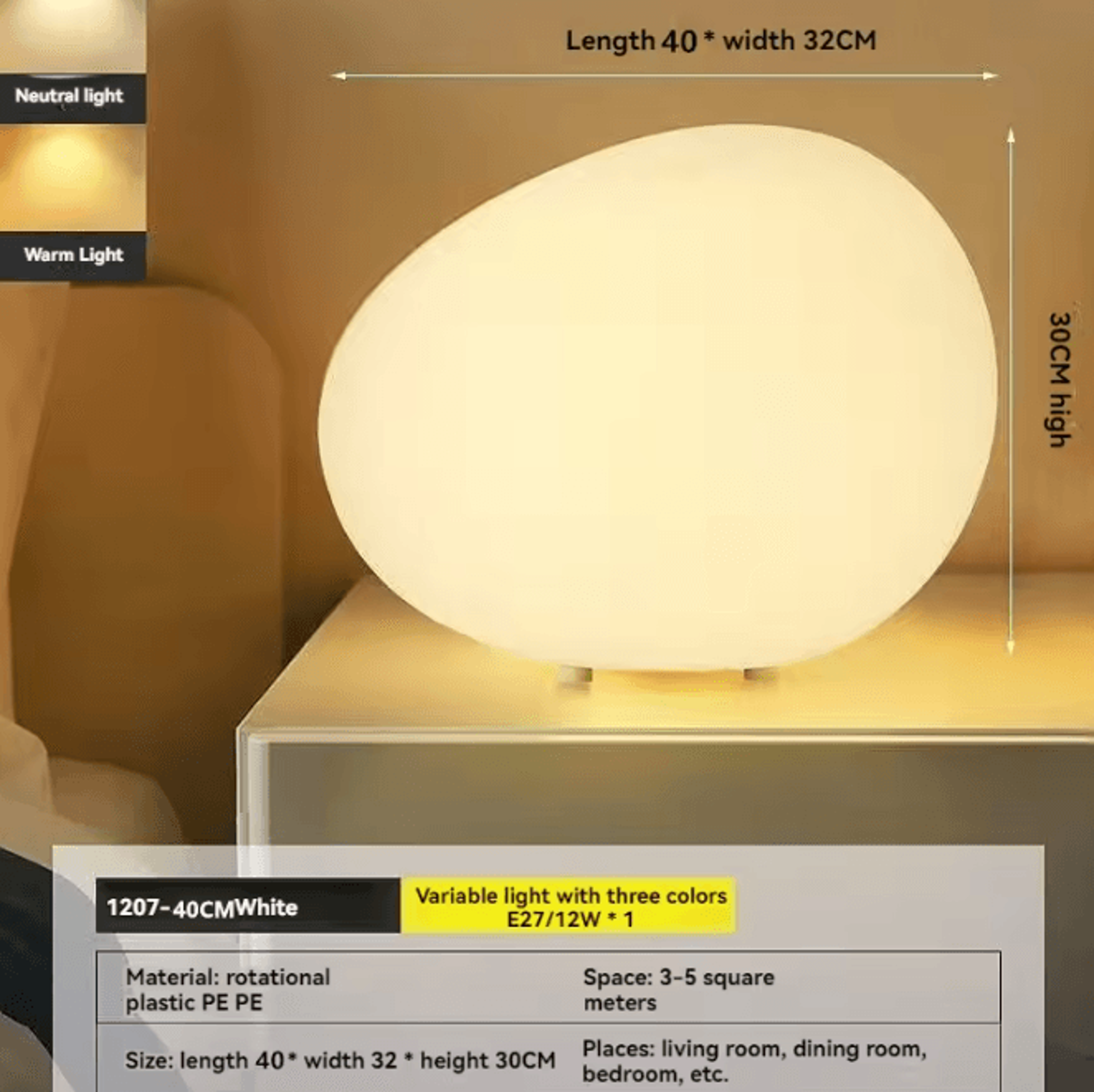 Cobblestone LED Table Lamp Modern Minimalist Night Light For Bedroom  Home Decor 8