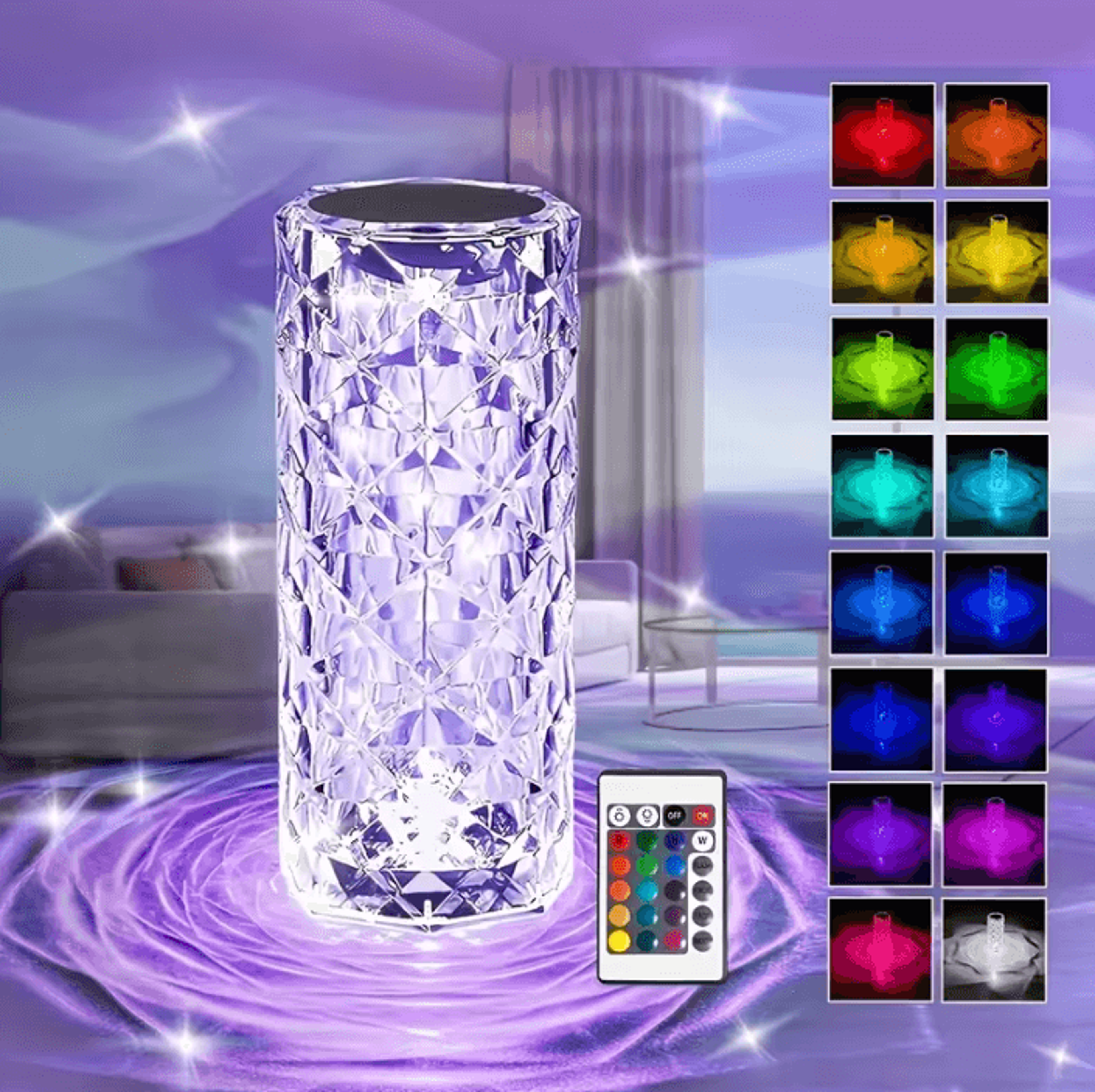 Crystal Rose LED Table Lamp With Touch  Remote Control USB Rechargeable Bedside Light 5