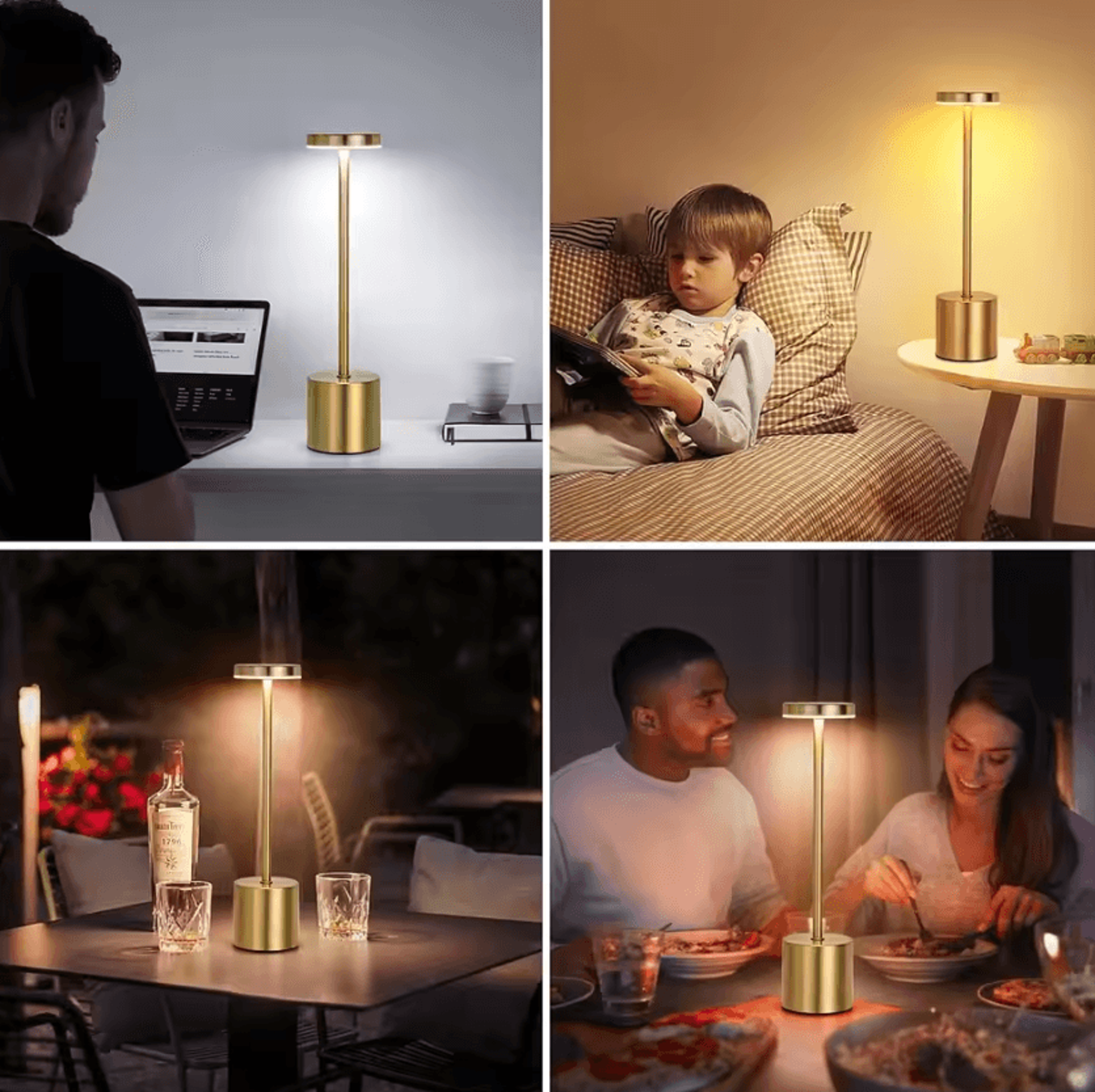 Rechargeable LED Metal Table Lamp With Touch Control  3 Color Modes For Bedroom  Outdoor Decor 4