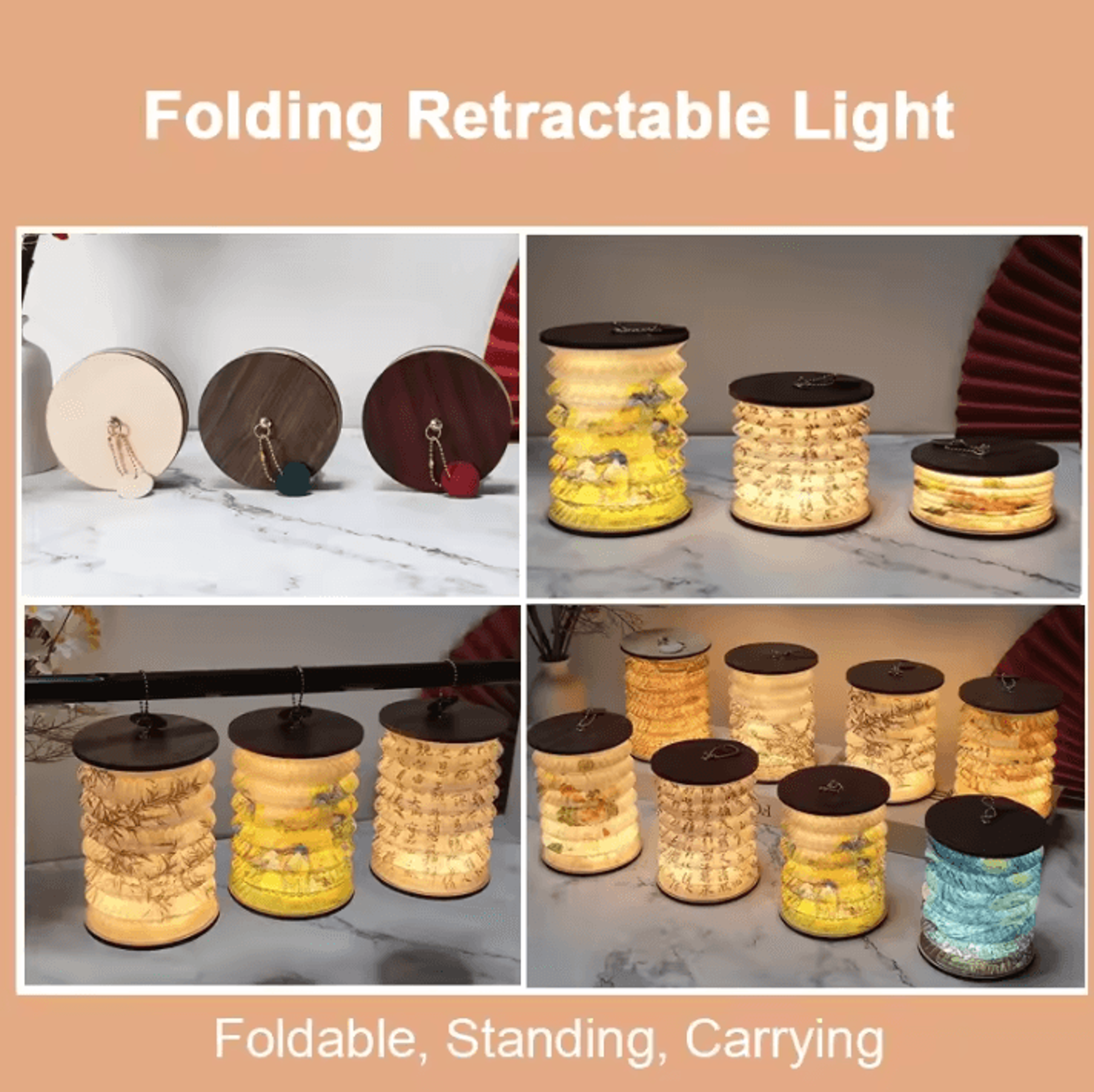 Foldable LED Table Lamp USB Rechargeable Touch Dimmable Lantern For Camping  Bedroom 3