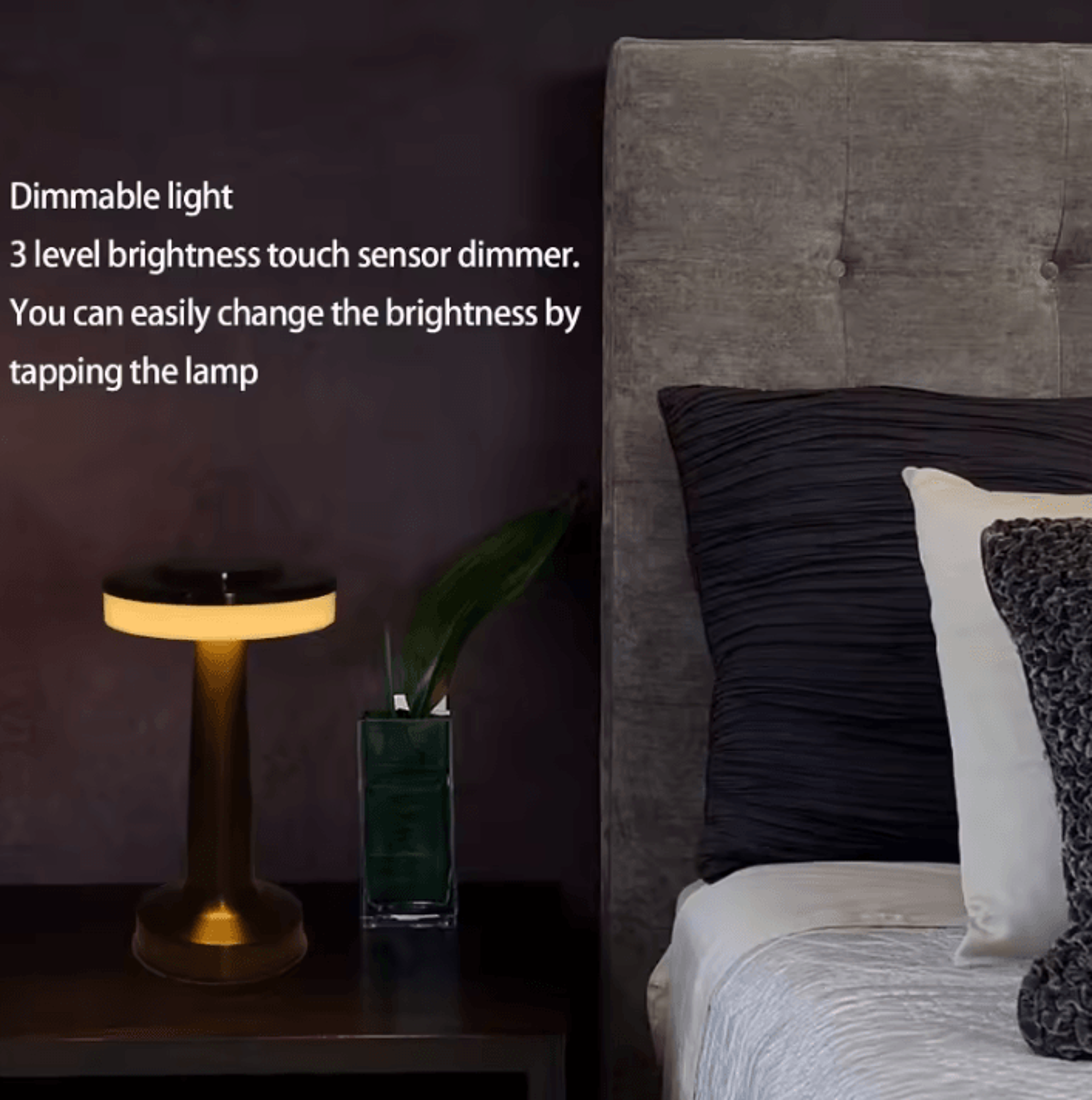Rechargeable Metal Touch Table Lamp USB Portable Mood Light For Bedroom  Home Decor 2