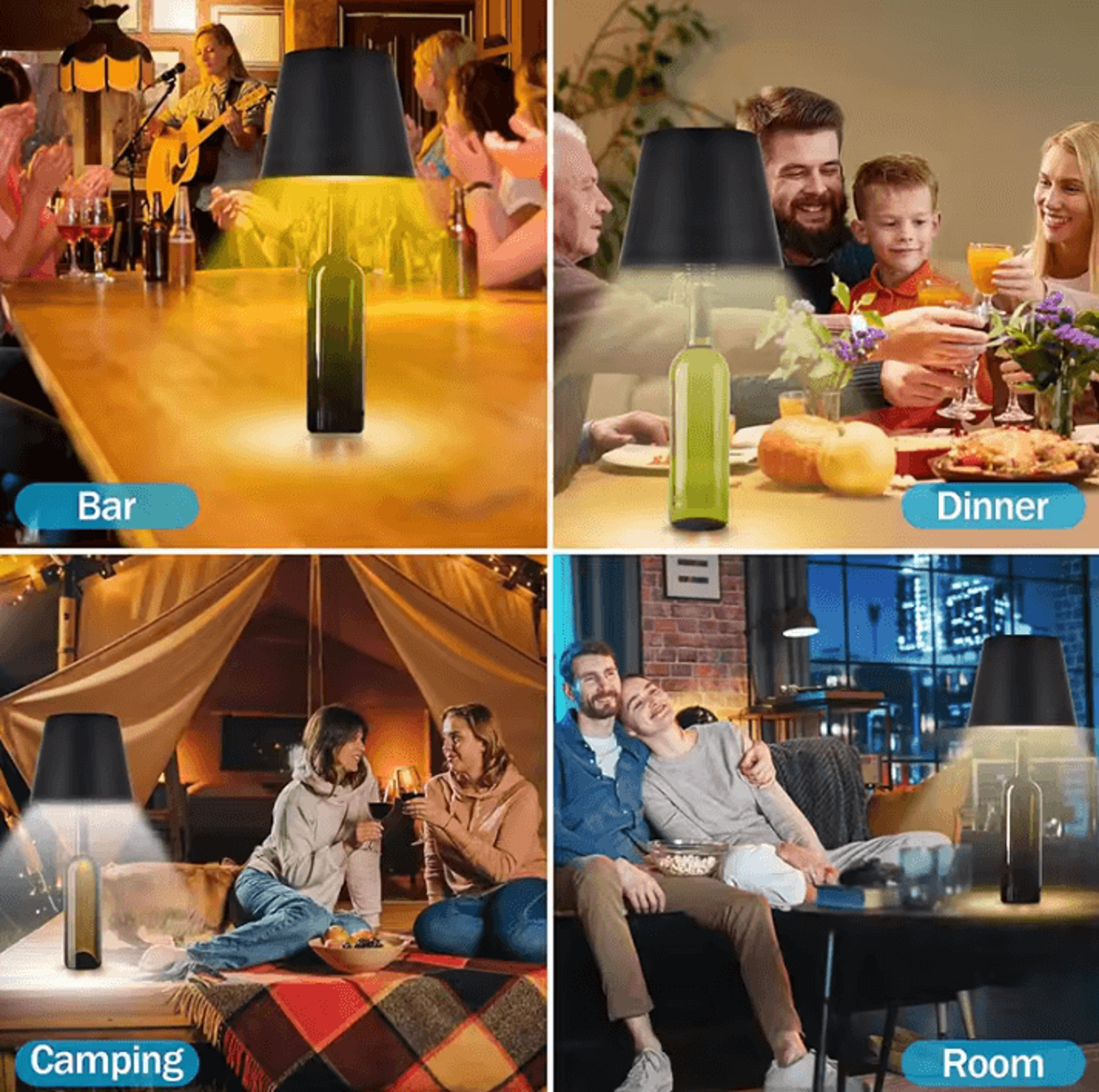 Wireless Bottle LED Table Lamp With Touch Control 3 Color Modes  Stepless Dimming 4