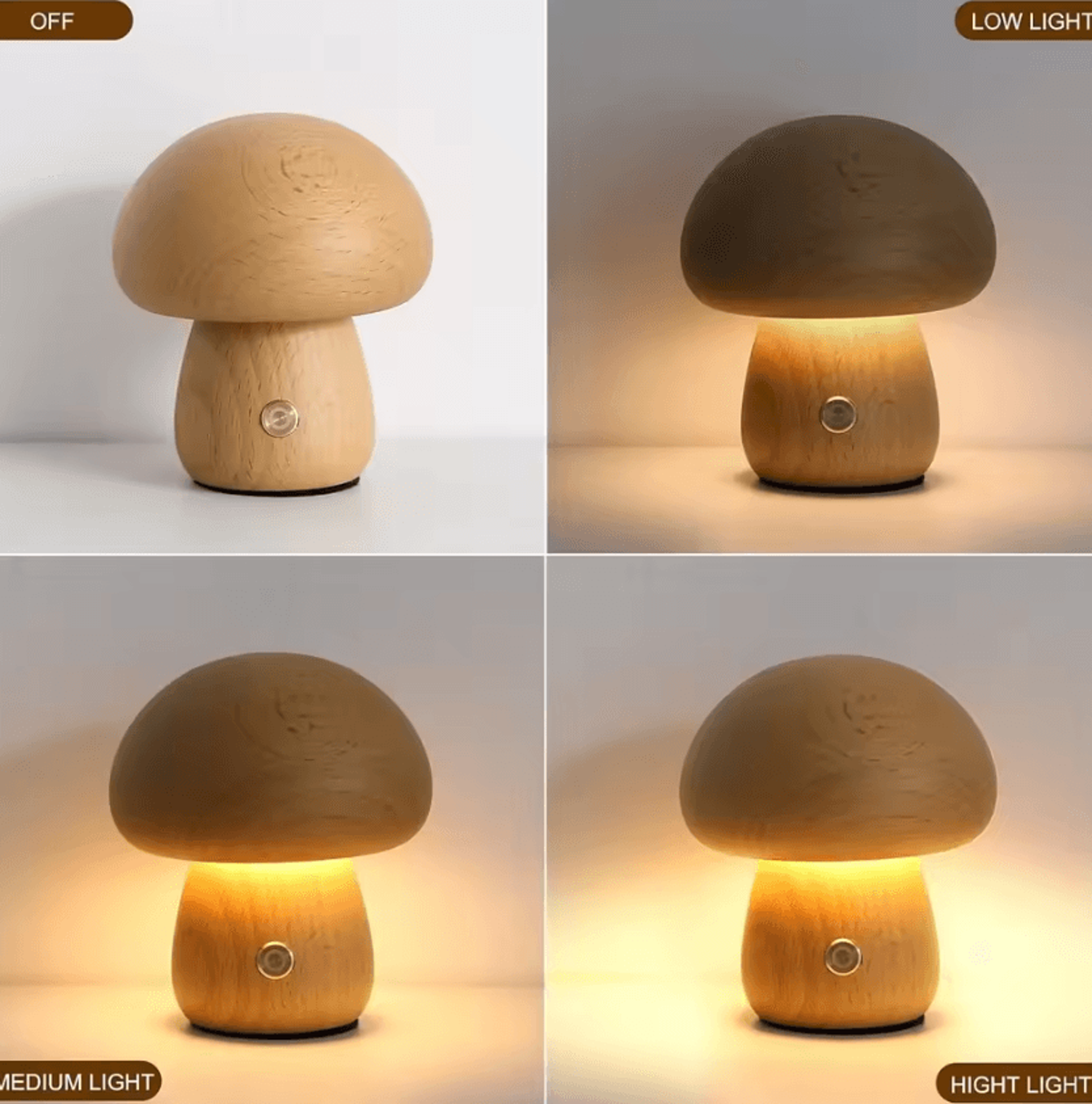 Rechargeable Mushroom Table Lamp With Touch Control  Dimmable LED Night Light 3