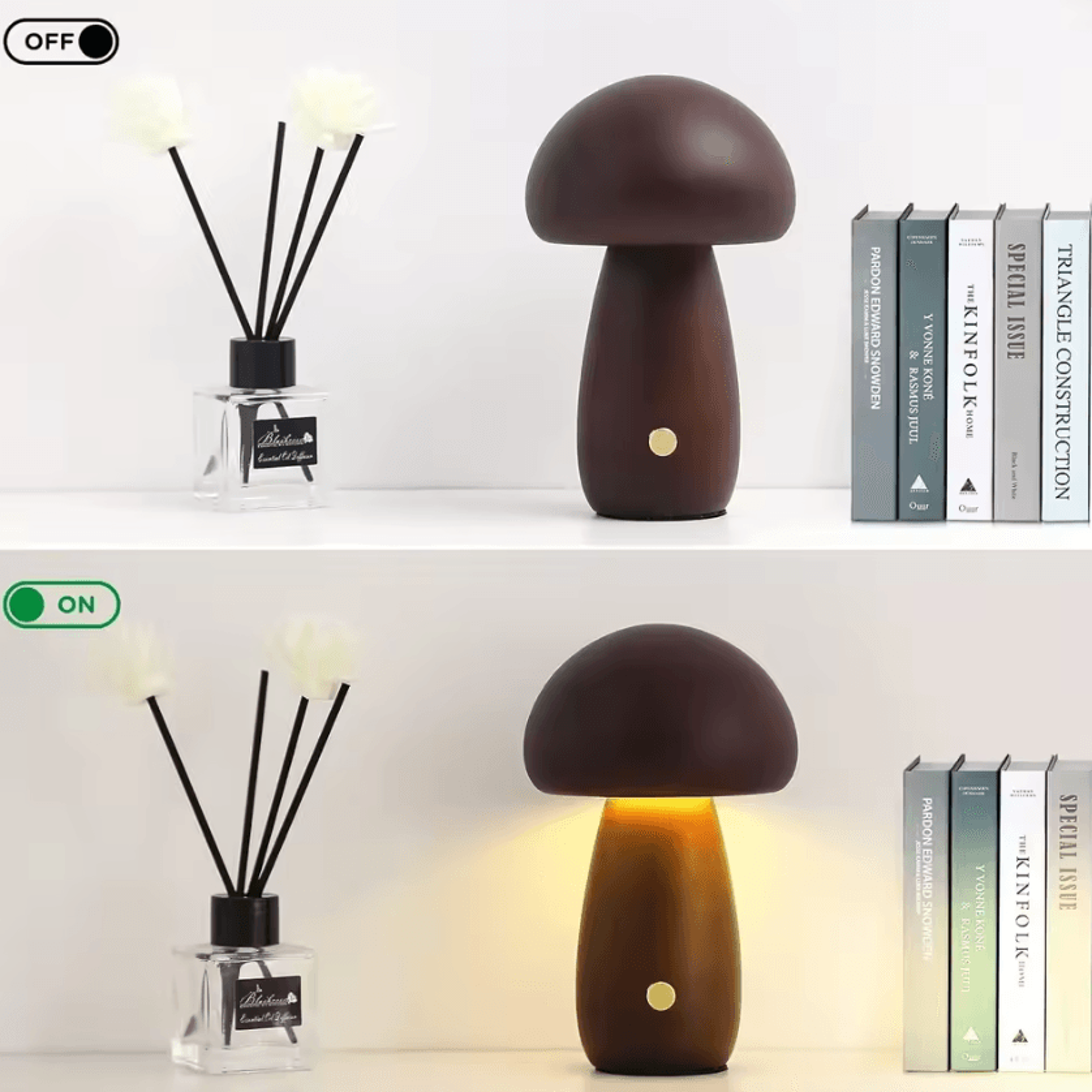 Rechargeable Mushroom Table Lamp With Touch Control  Dimmable LED Night Light 4