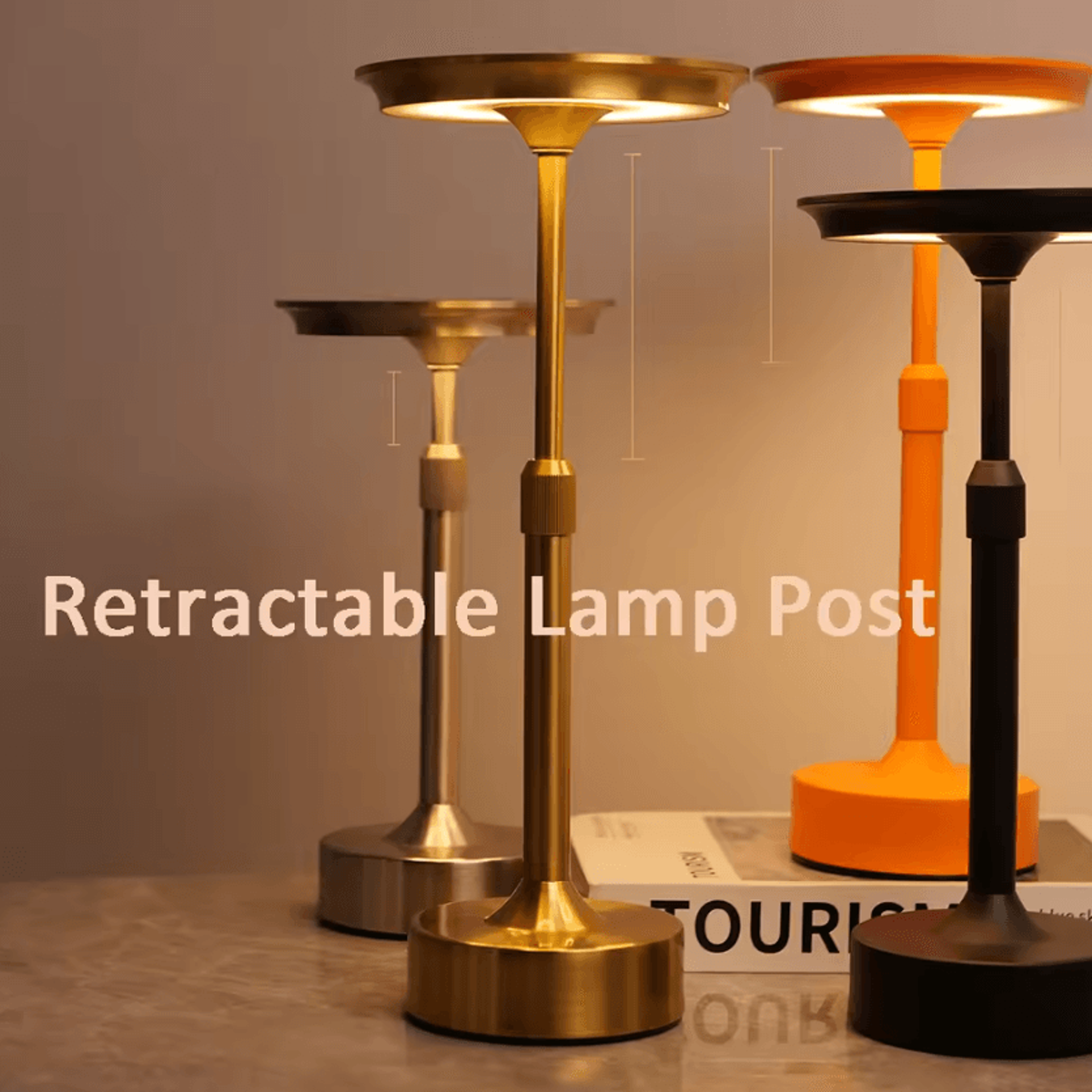 Retro Rechargeable Touch Table Lamp Adjustable Height Cordless LED Desk Lamp 1