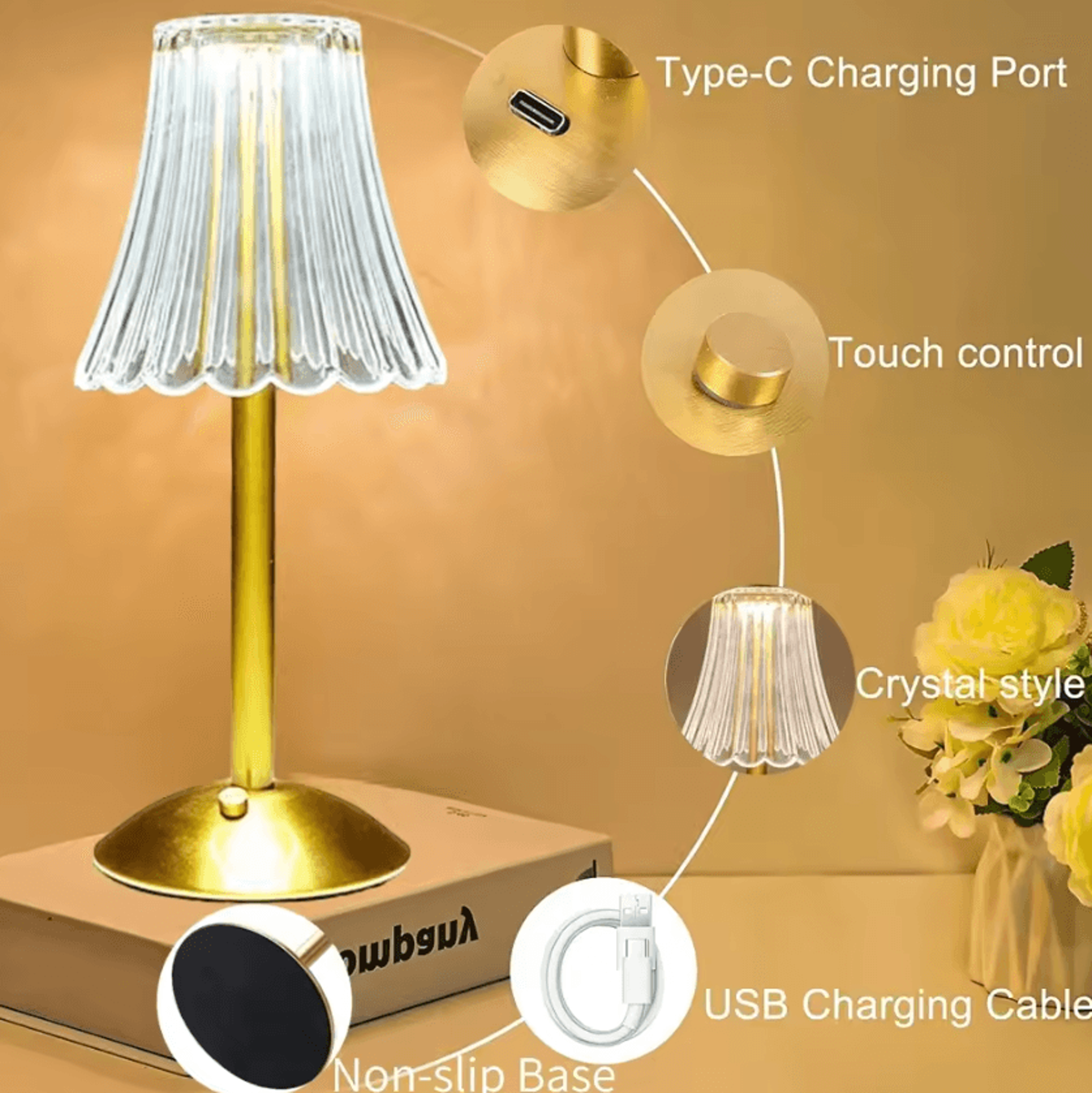 Rechargeable Wireless Touch Table Lamp Portable LED Bedside  Restaurant Light 1