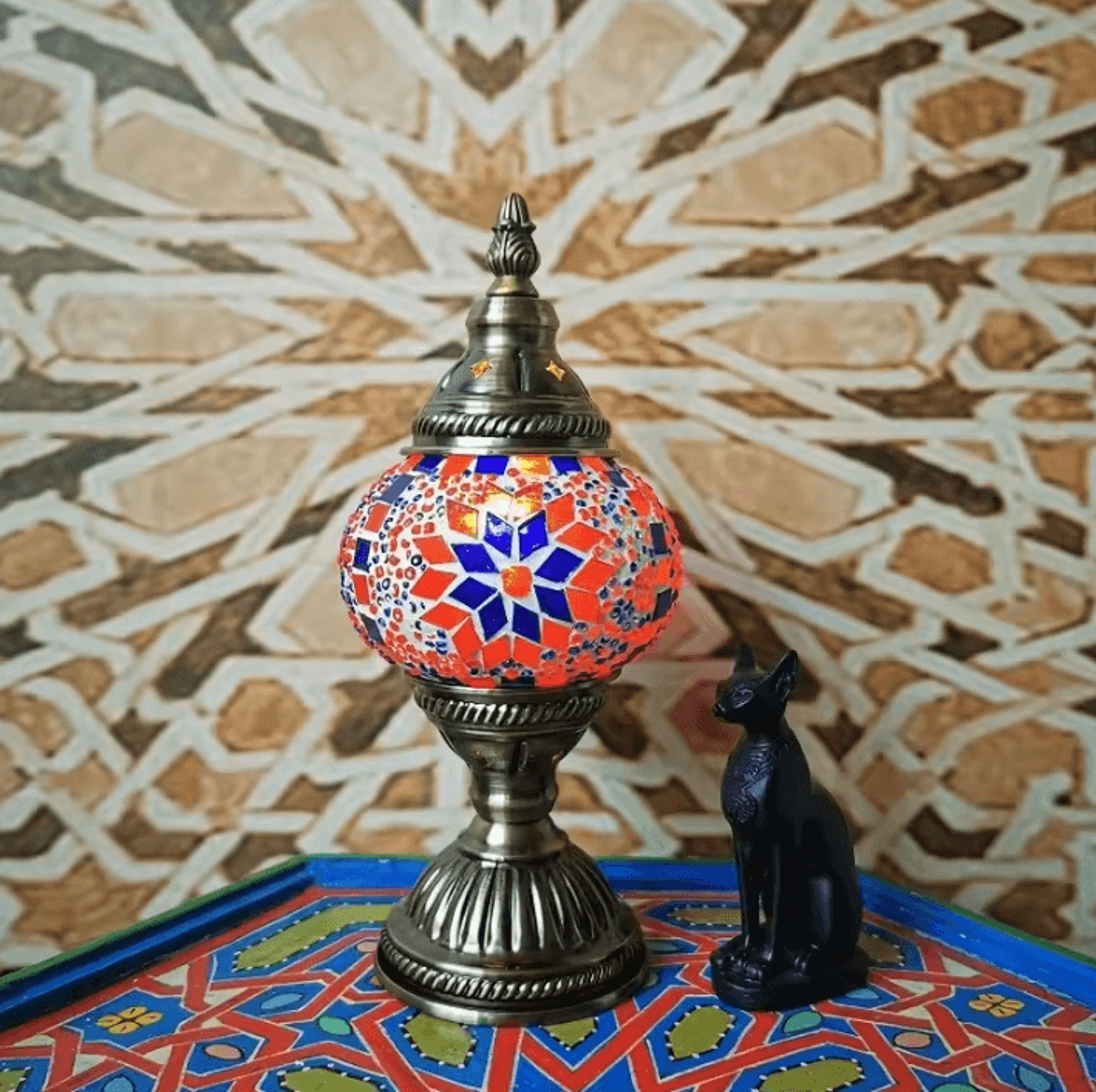 Turkish Mosaic Stained Glass Table Lamp Retro Decorative Bedside Light 1
