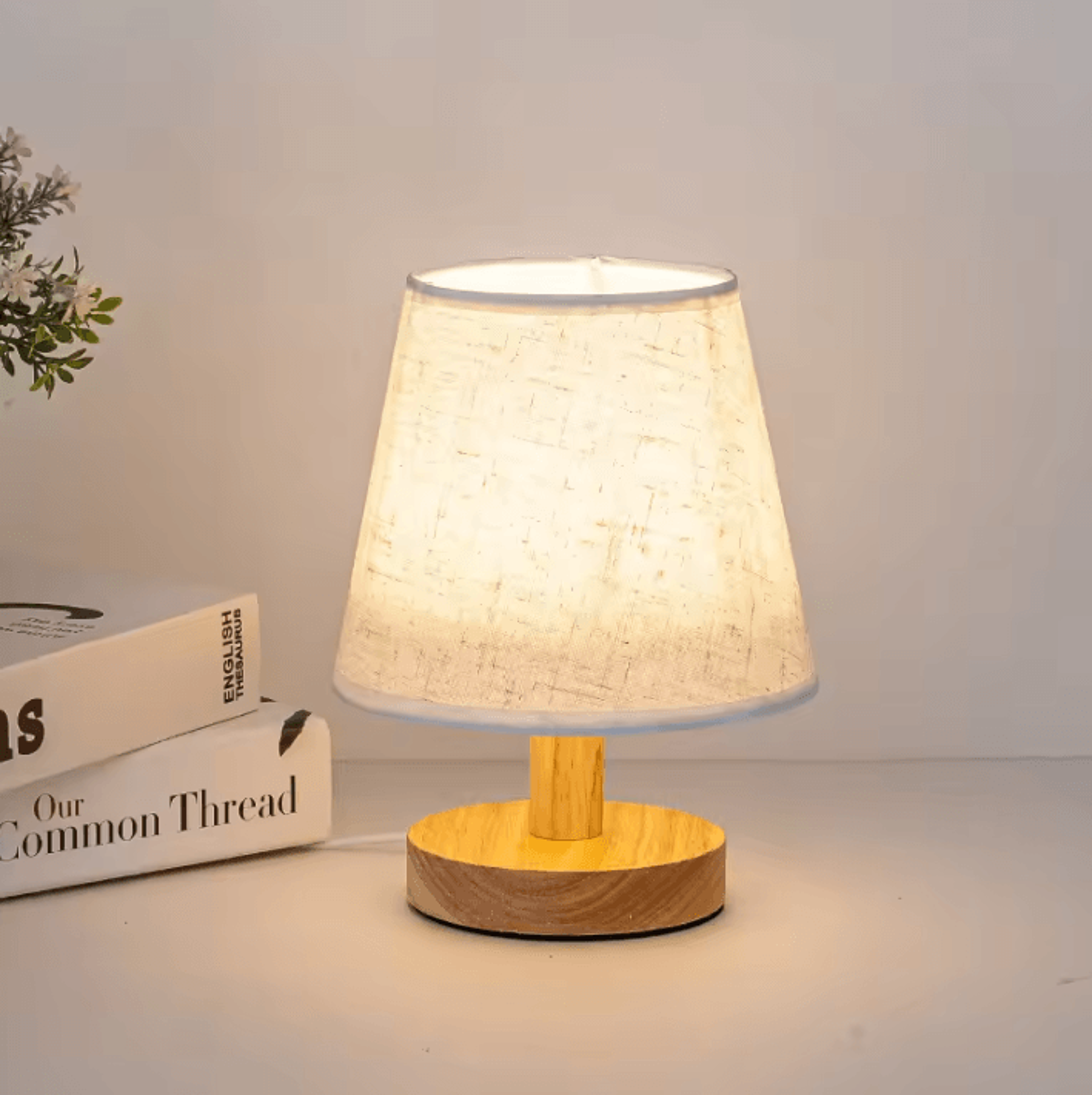 Retro LED Table Lamp USB Powered Linen Bedside Desk Light 2