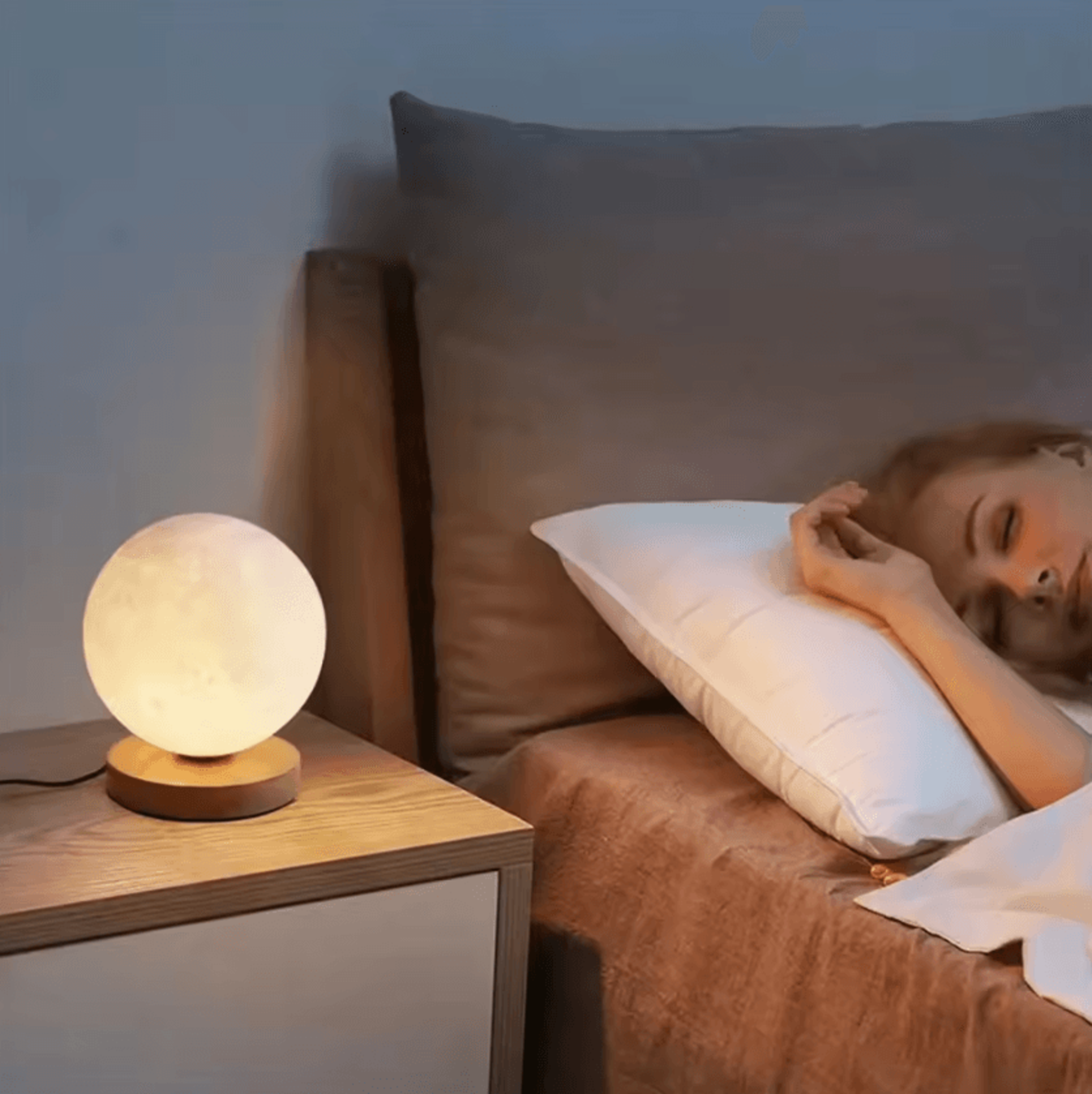 10cm LED Moon Lamp With Wire Stand Starry Bedside Night Light 1