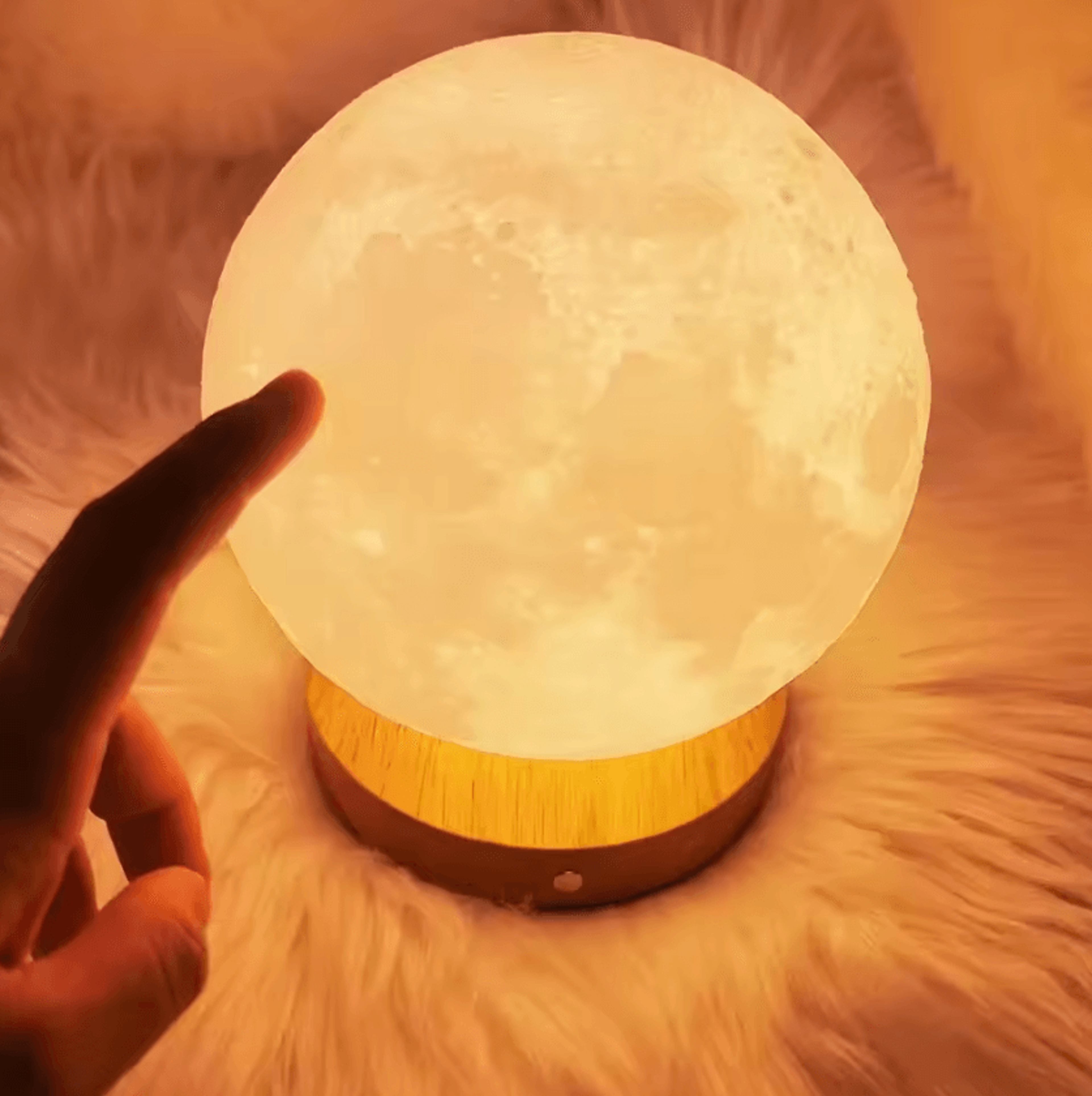 10cm LED Moon Lamp With Wire Stand Starry Bedside Night Light 4