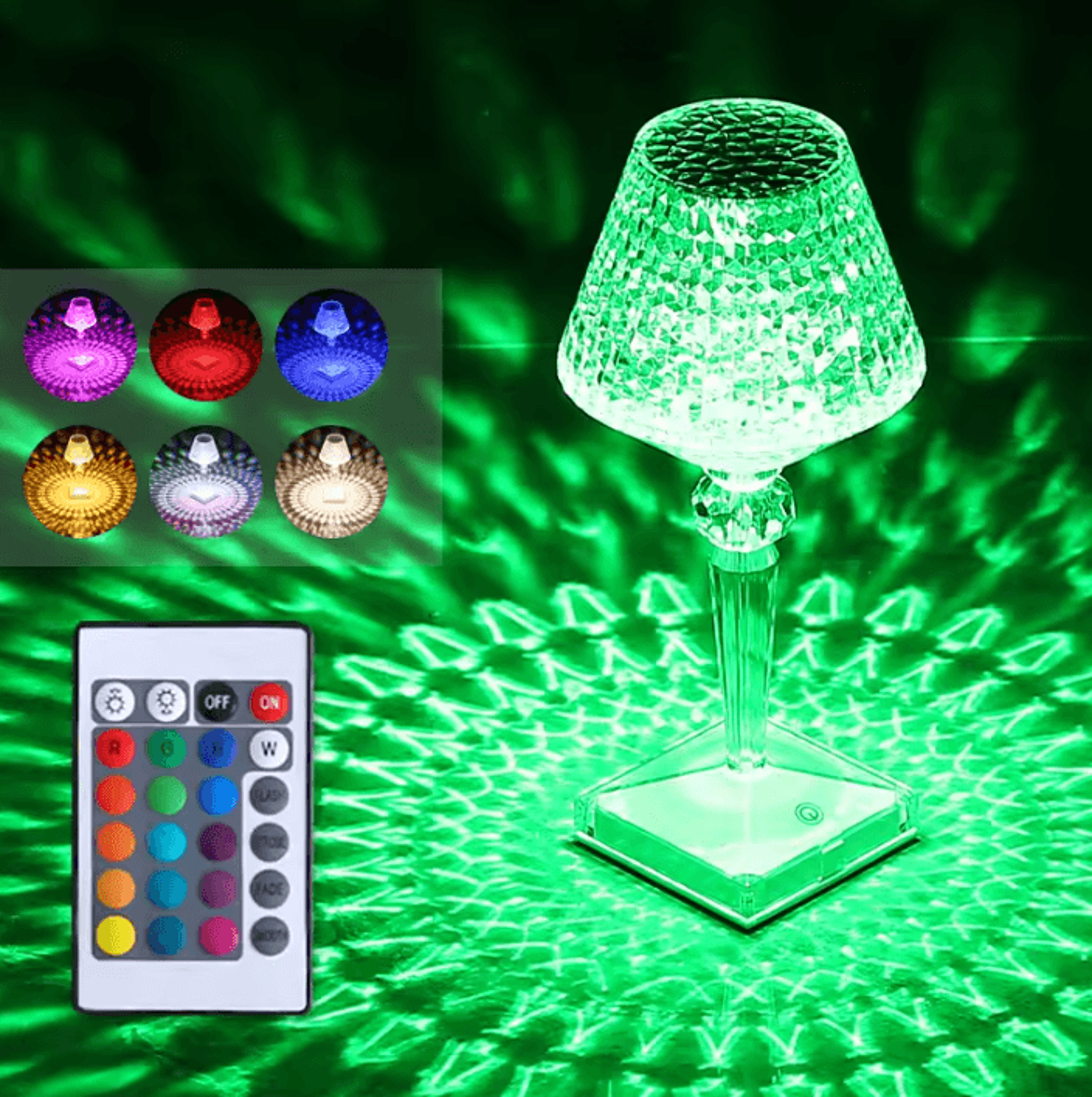 Diamond Crystal LED Table Lamp Touch Control Acrylic Prism Night Light 0