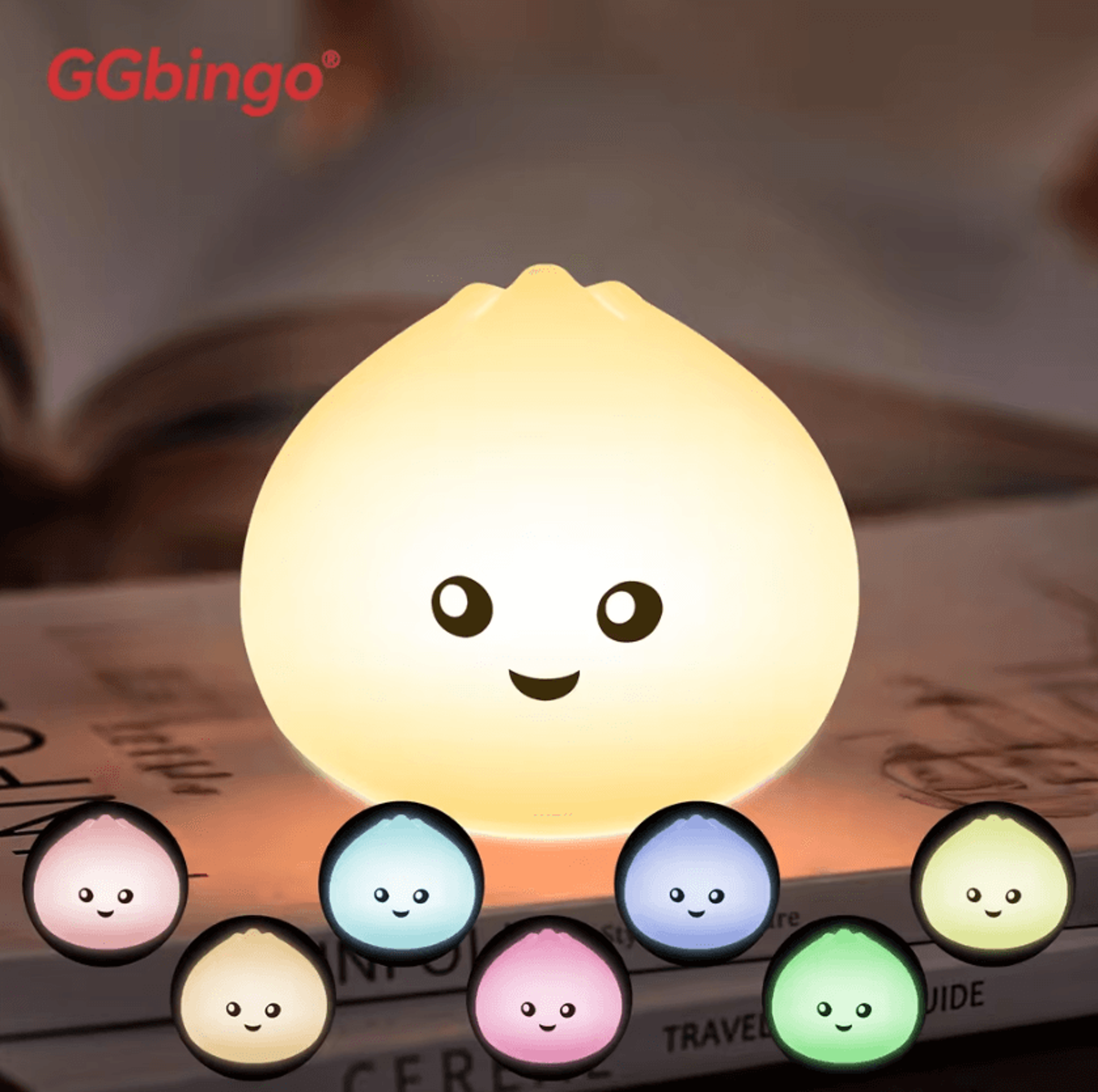 Cute Steamed Bun Silicone Night Light Rechargeable LED Bedside Lamp 4
