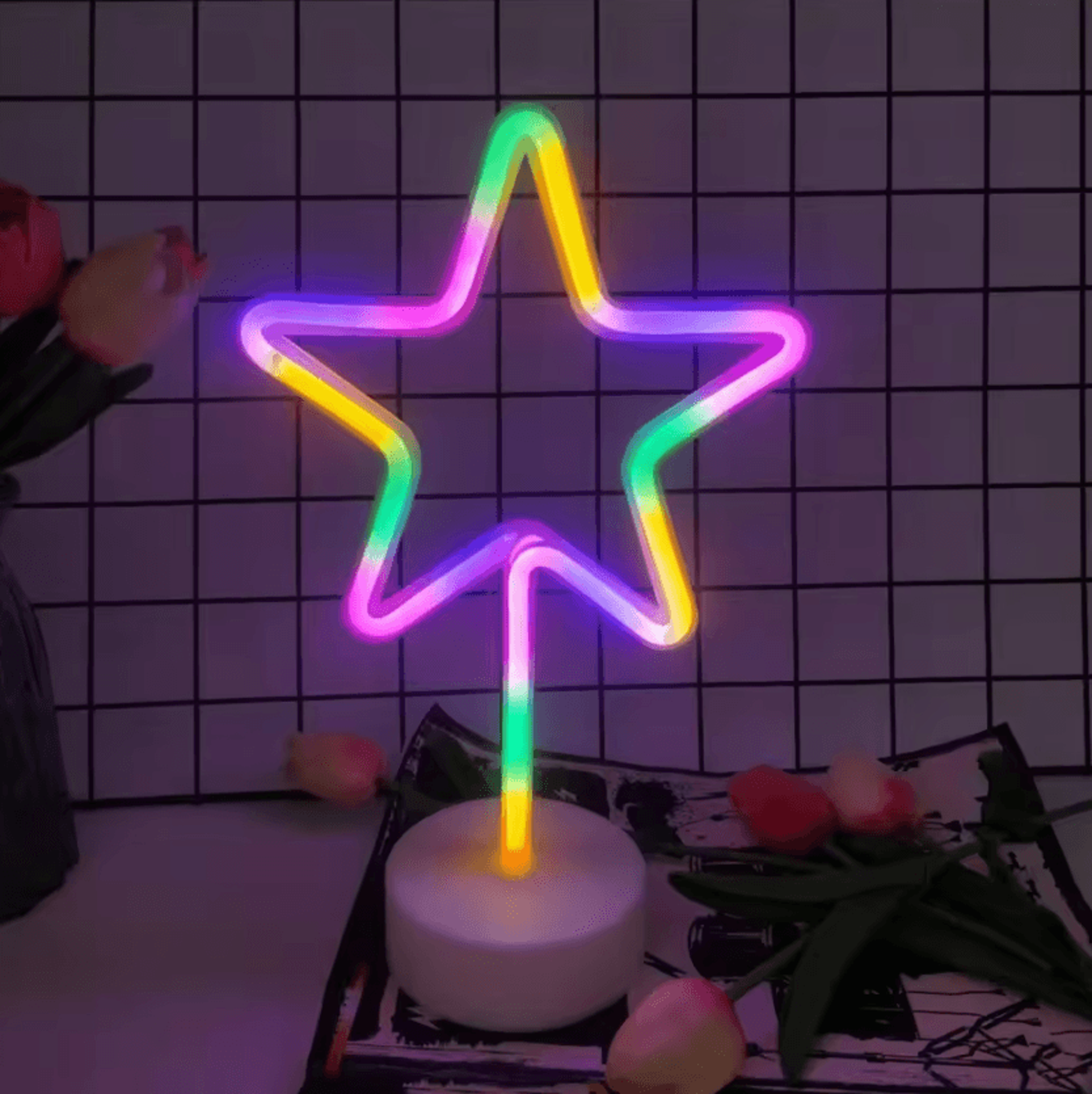 LED Star Neon Sign Decorative Wall Light For Home Party  Holiday Decor 2