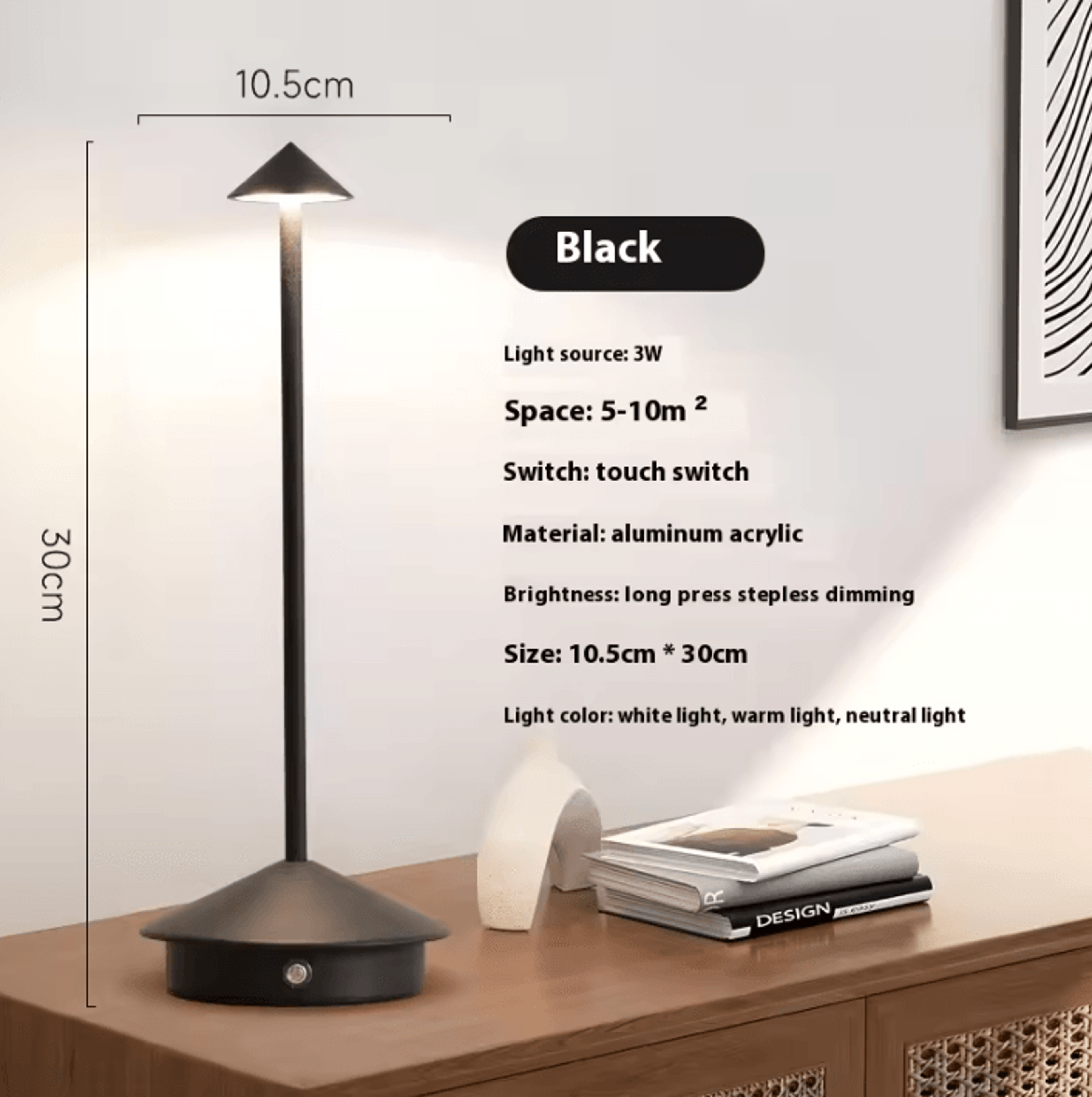Rechargeable Touch LED Table Lamp Modern Dining  Bedside Decorative Light 3