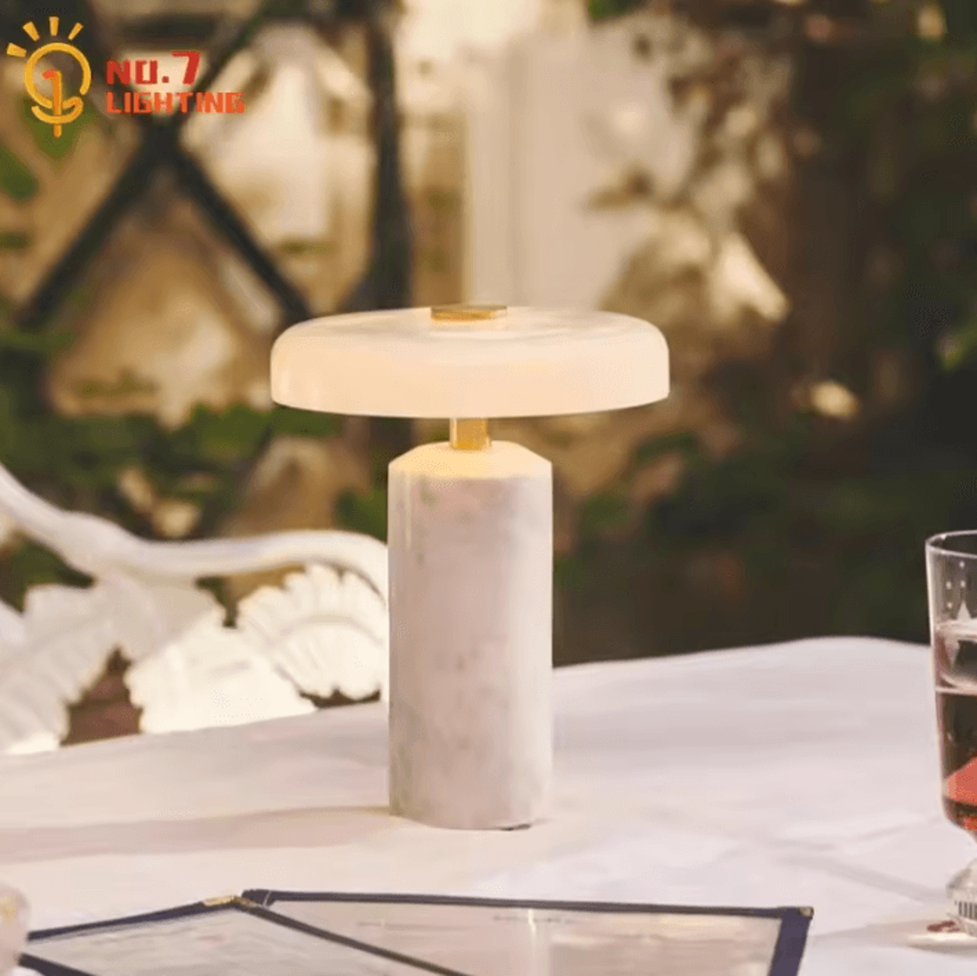 Danish Portable Rechargeable LED Table Lamp Touch Marble Bedside Light 0