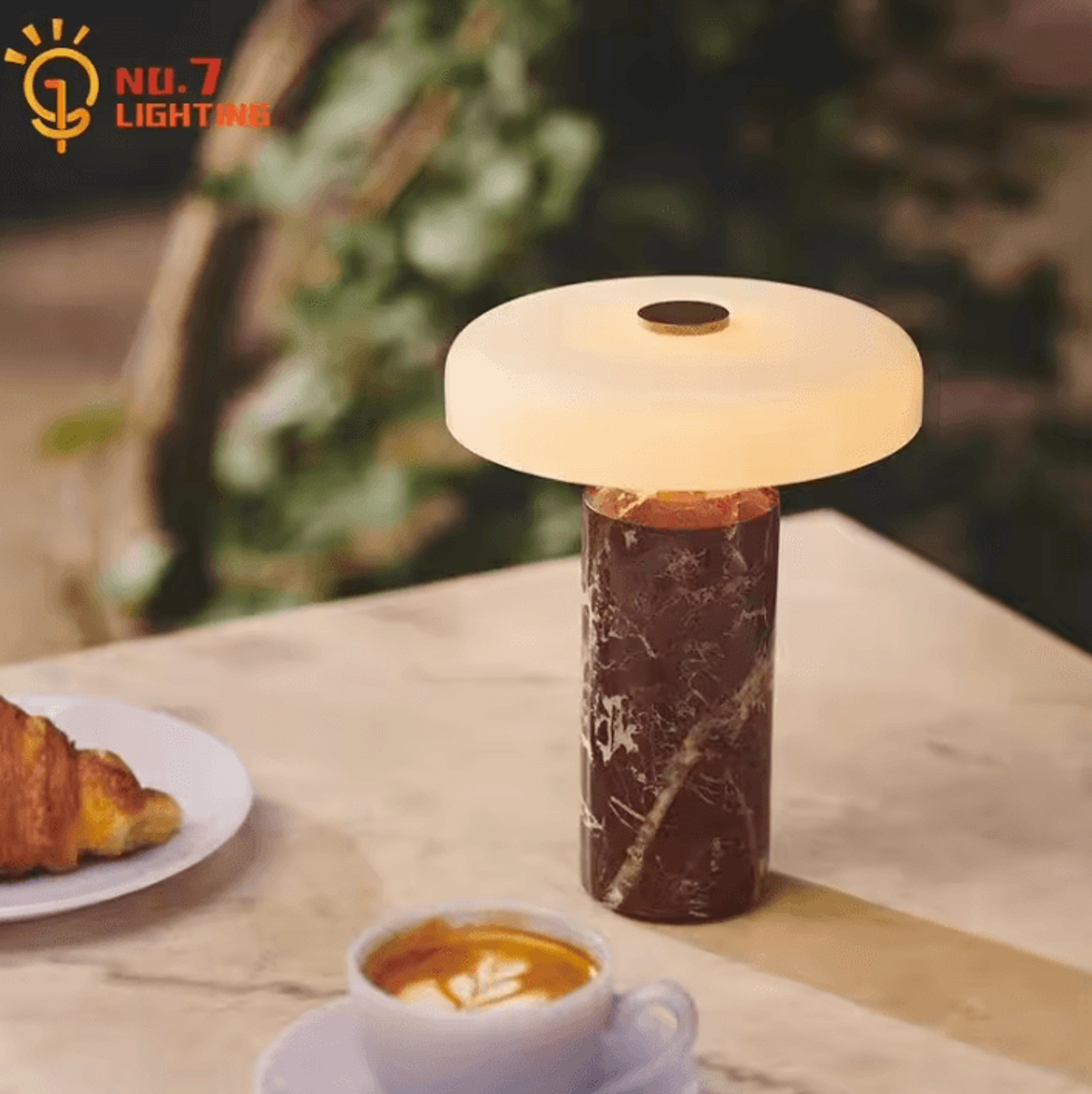 Danish Portable Rechargeable LED Table Lamp Touch Marble Bedside Light 1