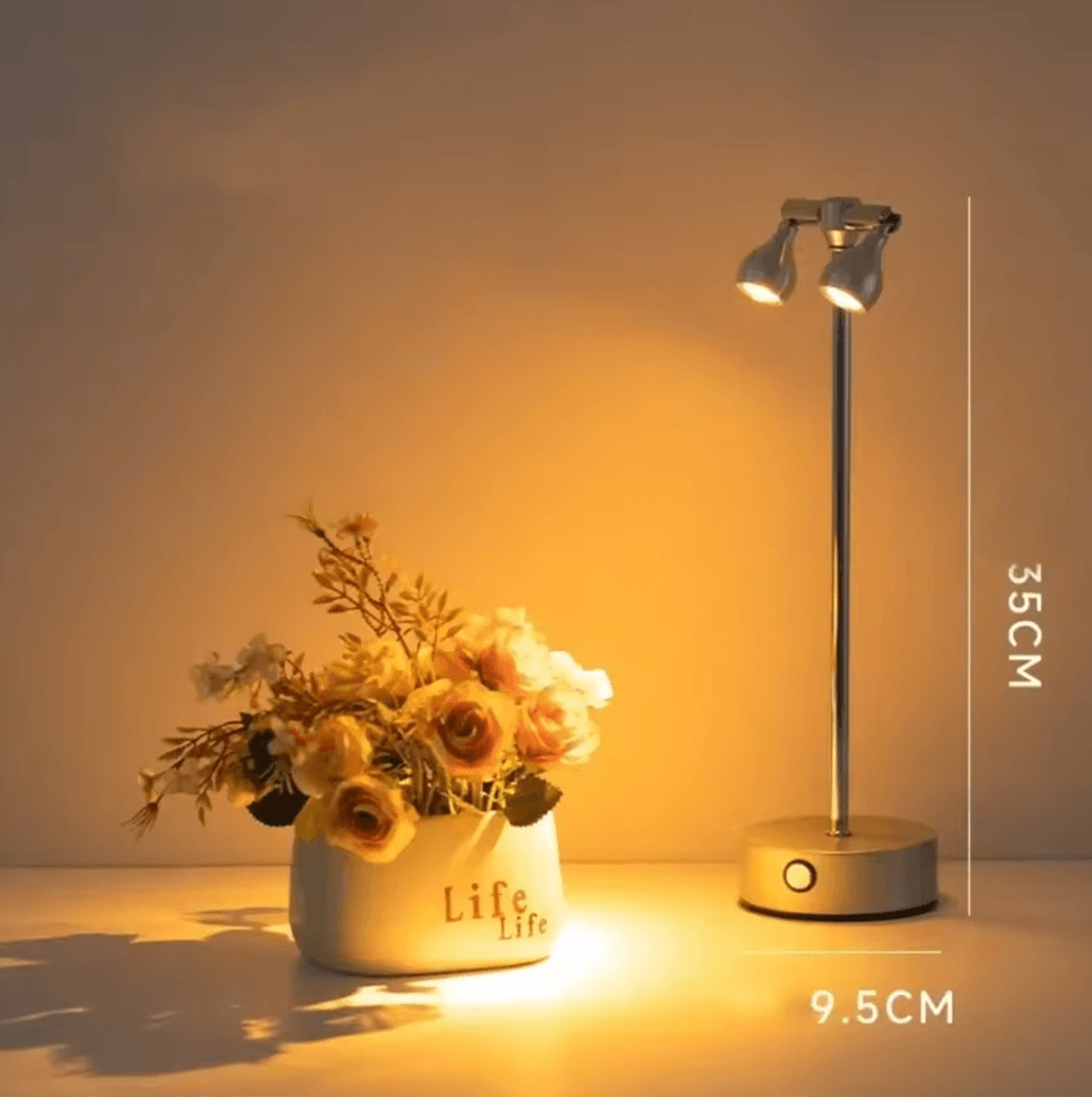 Retro Rechargeable LED Touch Desk Lamp High Pole Spotlight Table Light 4