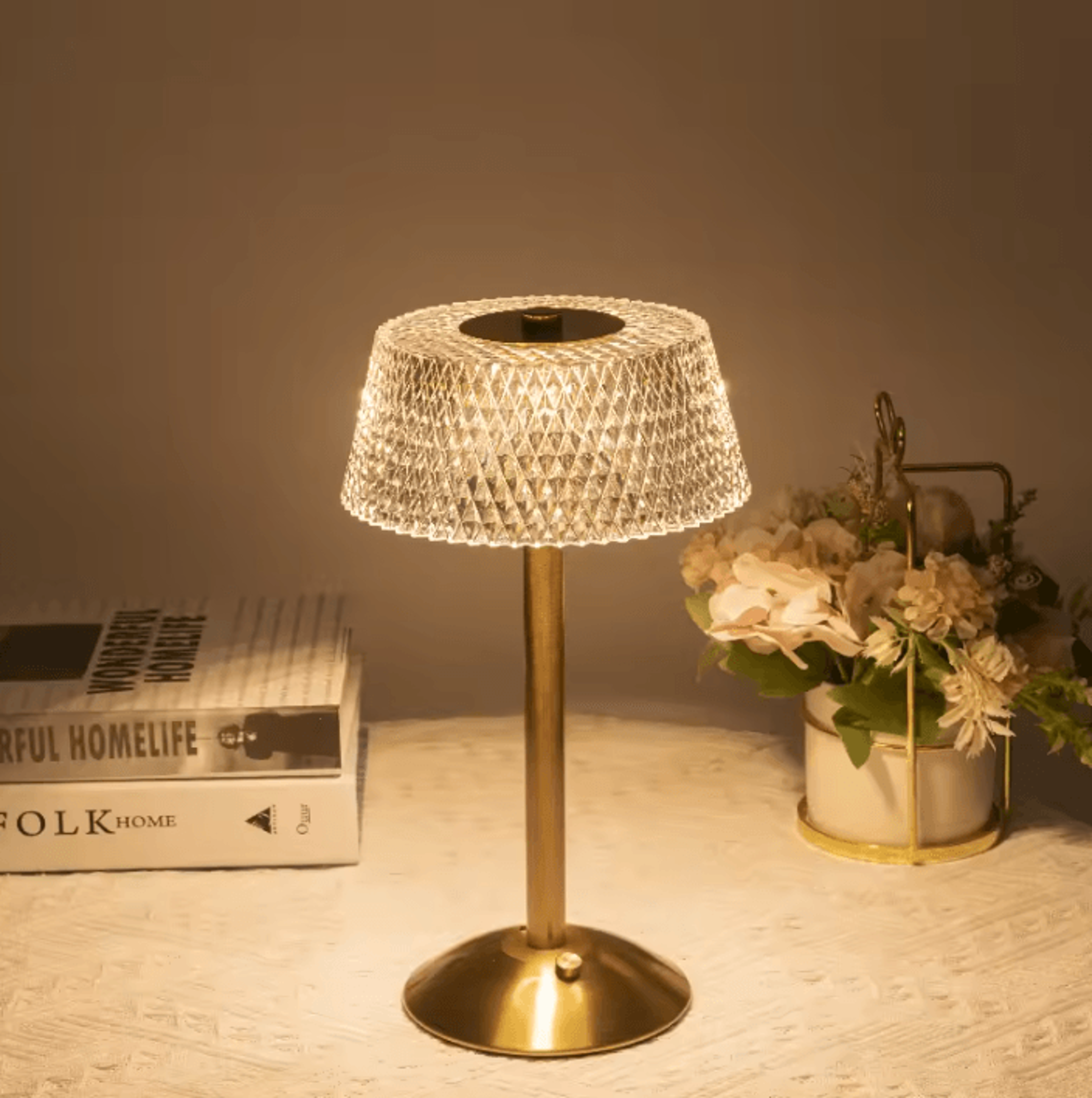 European LED Table Lamp USB Rechargeable Touch Dimmable Bedside Light 0