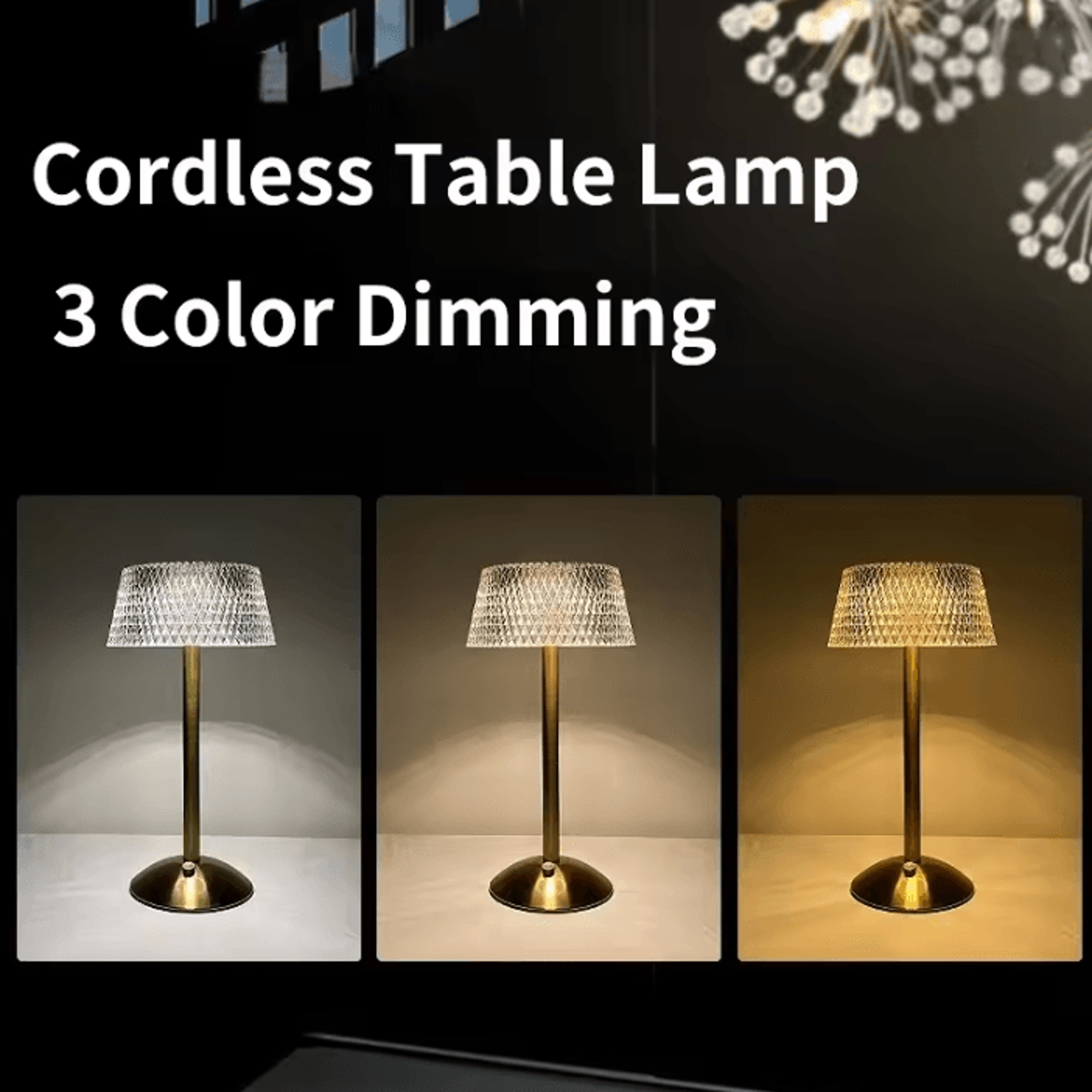 European LED Table Lamp USB Rechargeable Touch Dimmable Bedside Light 3