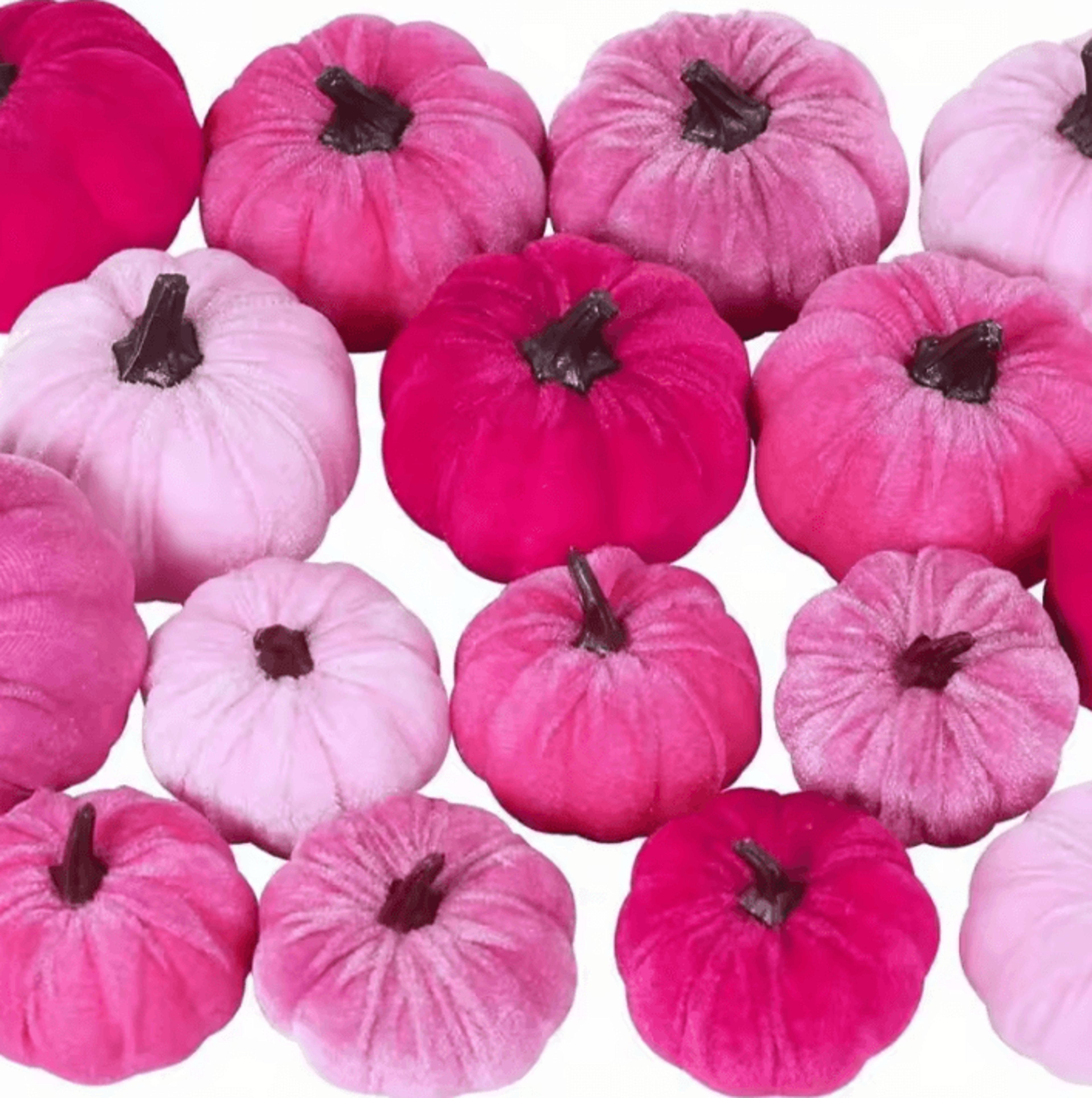 5PCS Pink Velvet Artificial Pumpkins Mini Fall Halloween Decorative Set 4