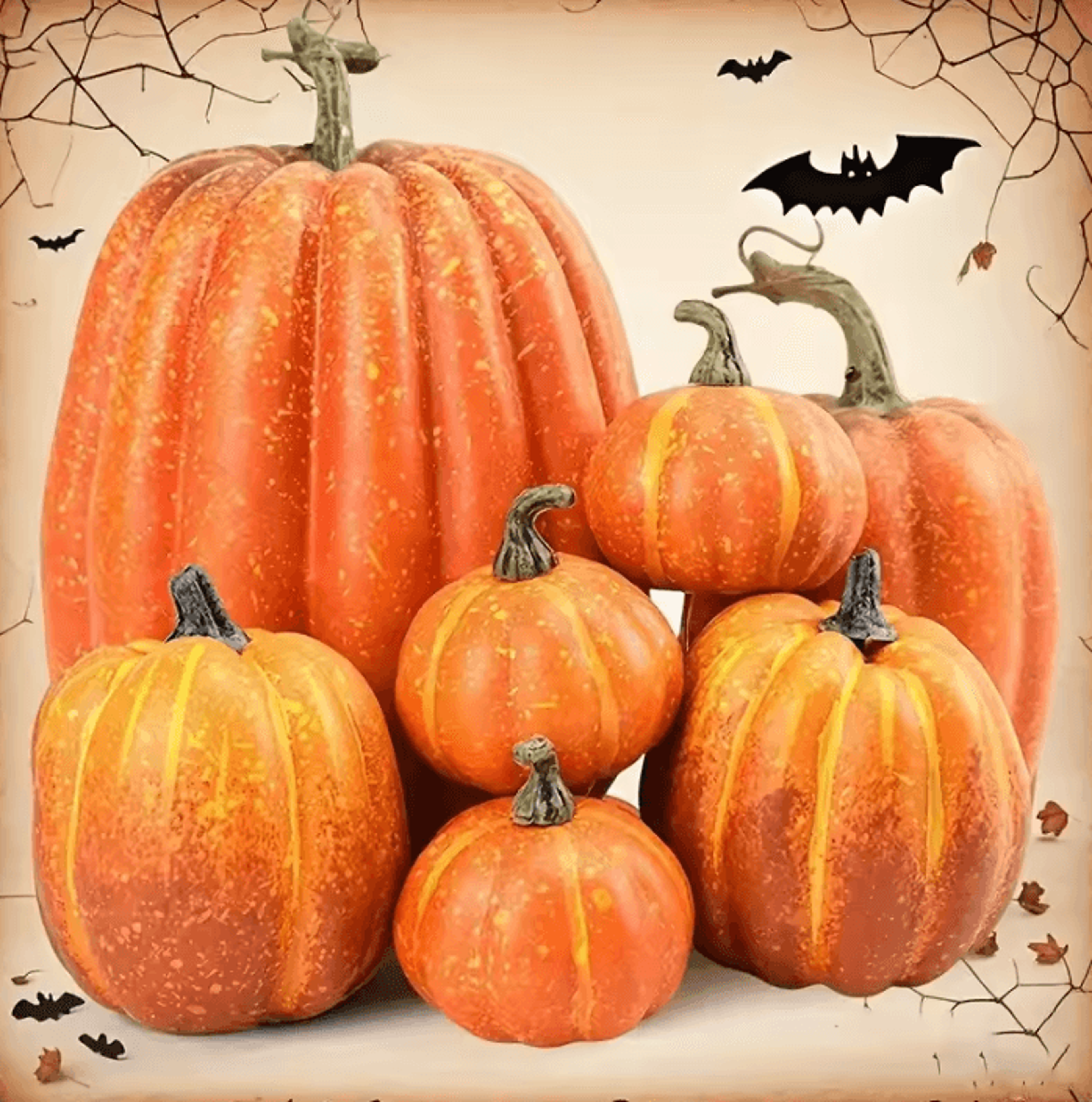 7pcs artificial pumpkin set autumn harvest halloween table decorations
